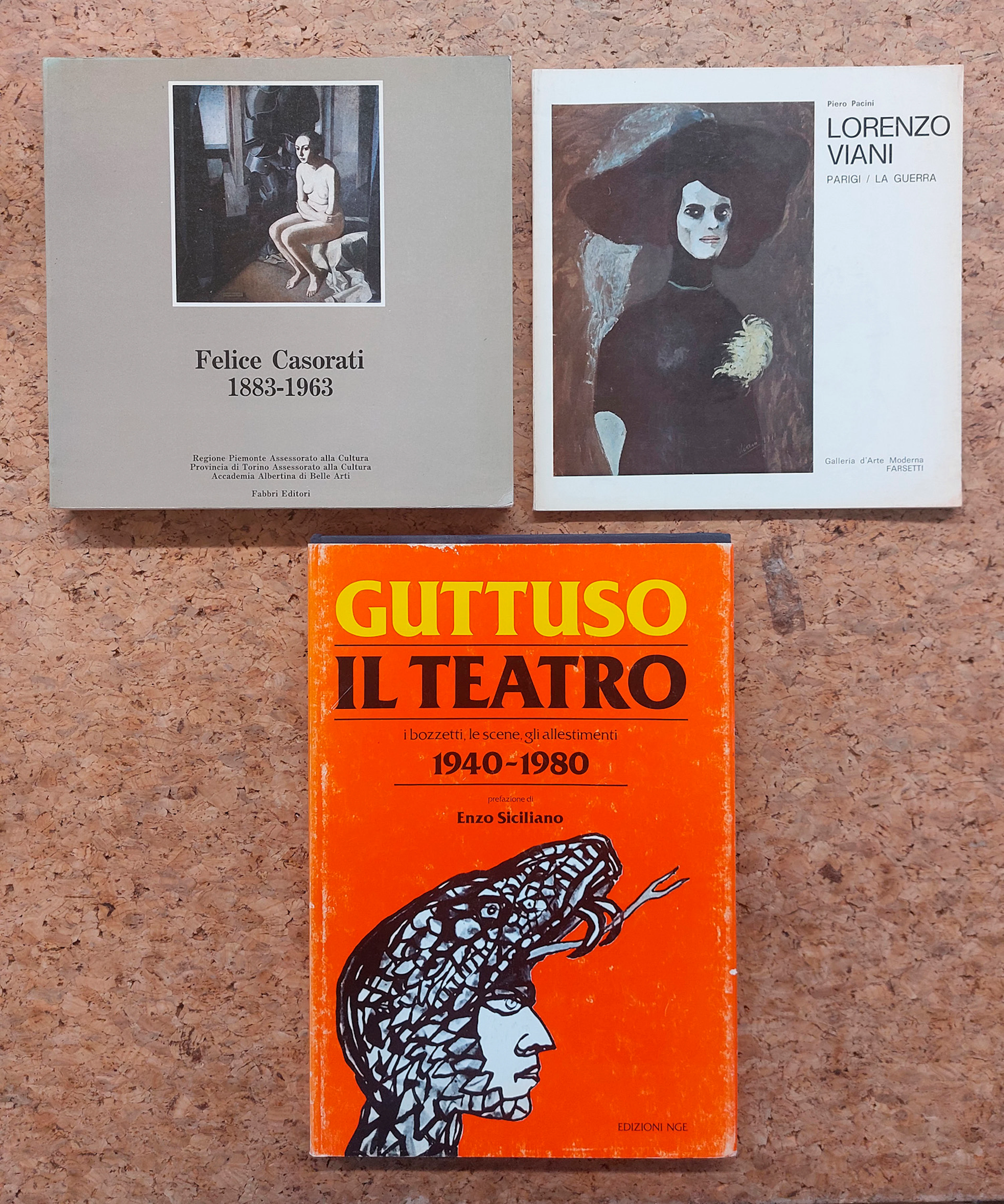 FELICE CASORATI, RENATO GUTTUSO E LORENZO VIANI - Lotto unico di 3 cataloghi