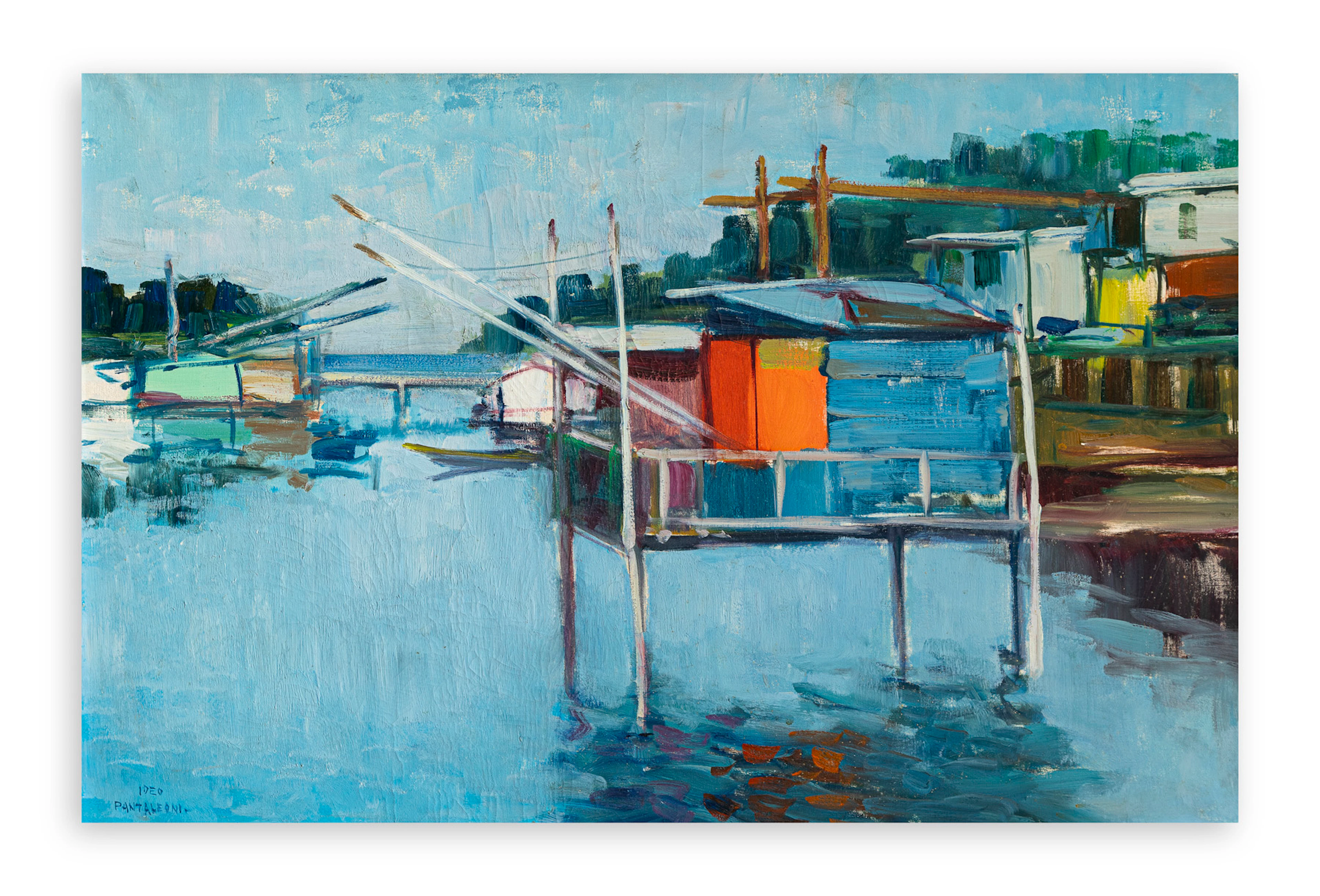 IDEO PANTALEONI (1904-1993) - Capanni da pesca. Canale Logonovo tra