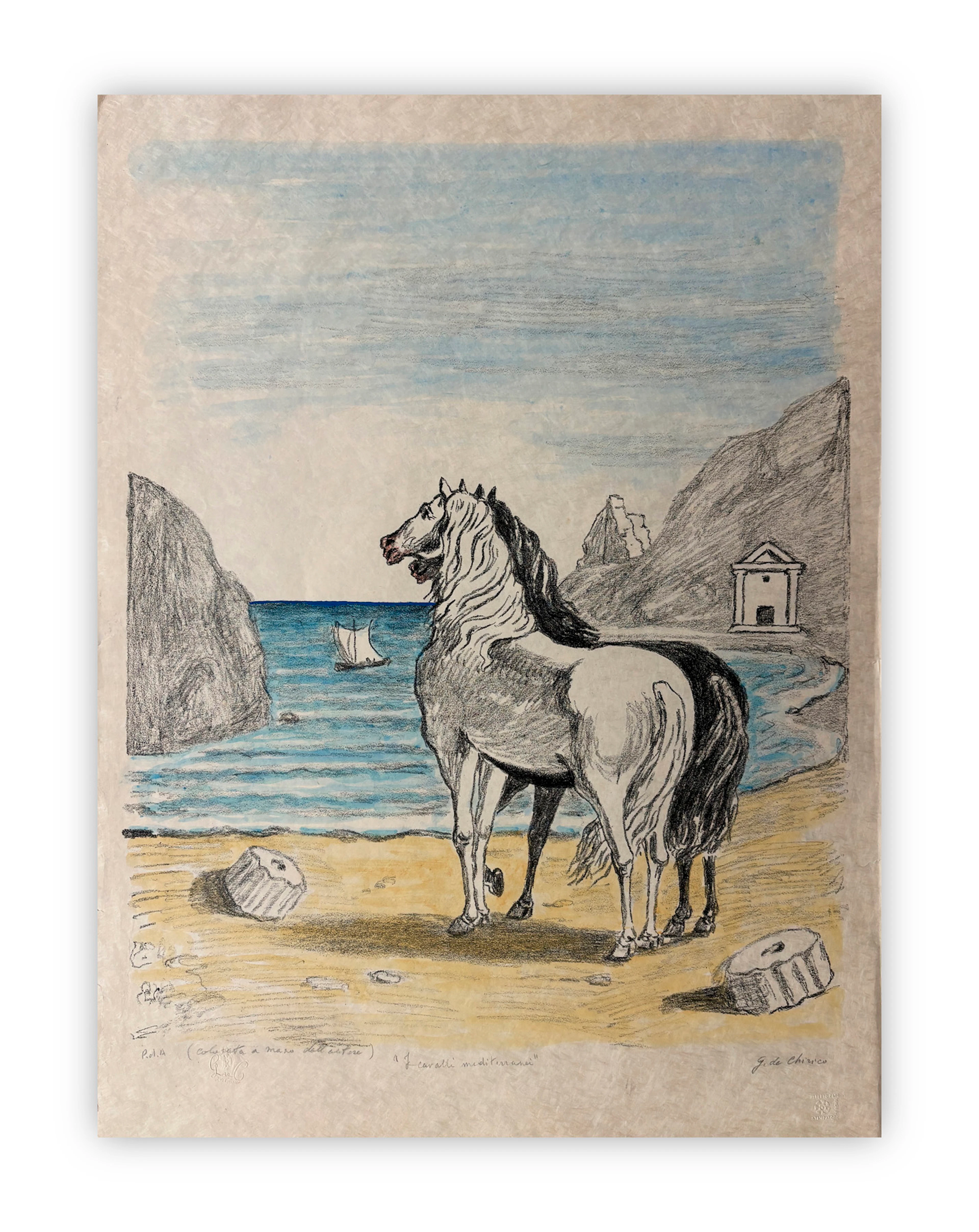 GIORGIO DE CHIRICO (1888-1978) - I Cavalli di Achille, 1971
