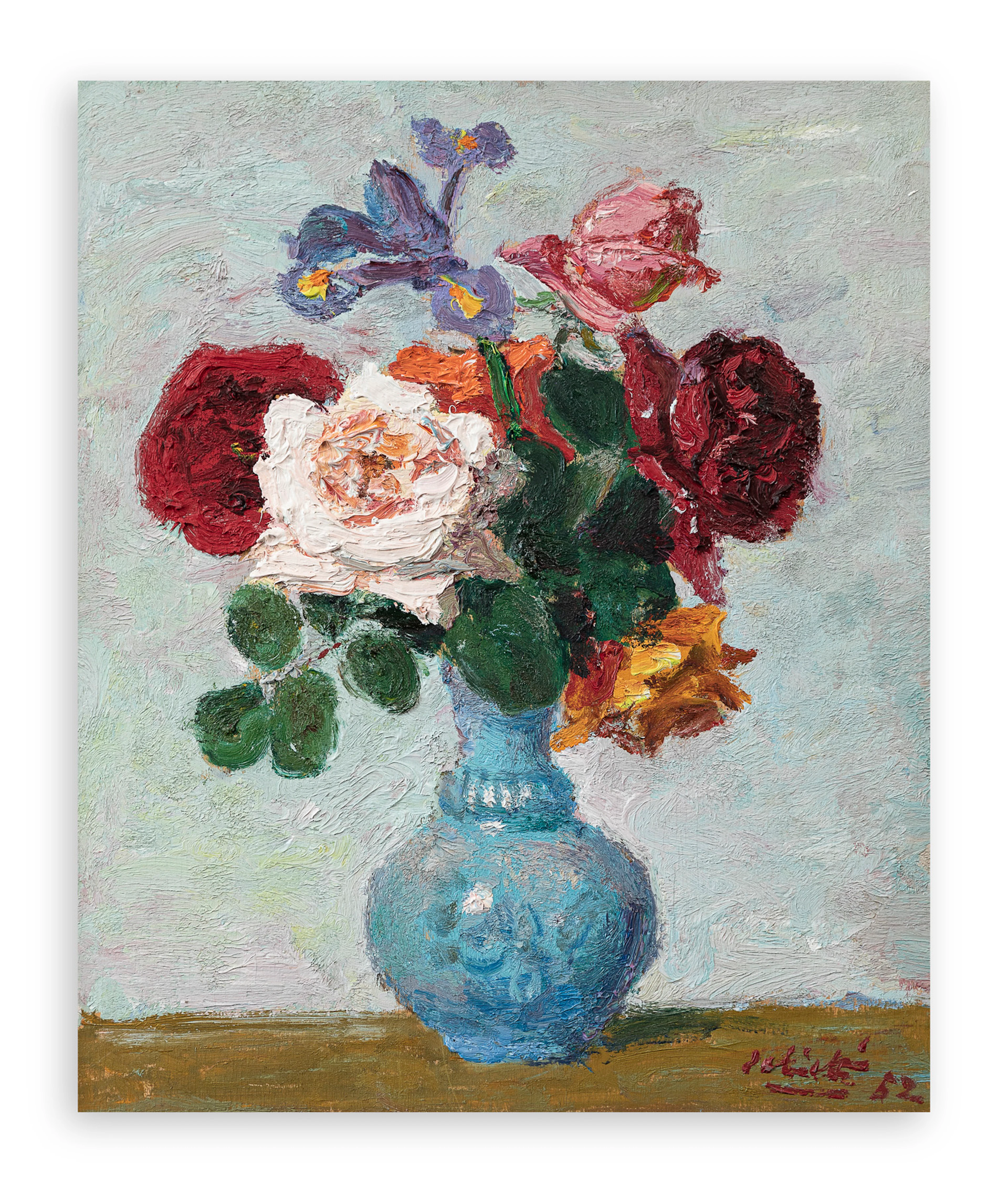 ALBERTO SALIETTI (1892-1961) - Rose nel vaso azzurro, 1952