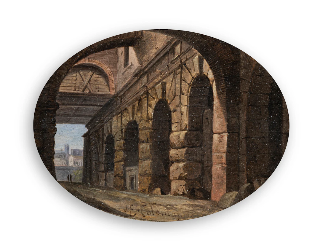 ENRICO COLEMAN (1846-1911) - Veduta degl'avanzi della Curia Ostilia