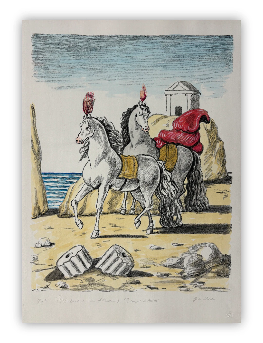 GIORGIO DE CHIRICO (1888-1978) - Cavalli in riva al Tirreno (I cavalli