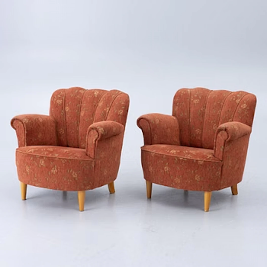 Pair of armchairs, Swedish modern, mid-20th century.