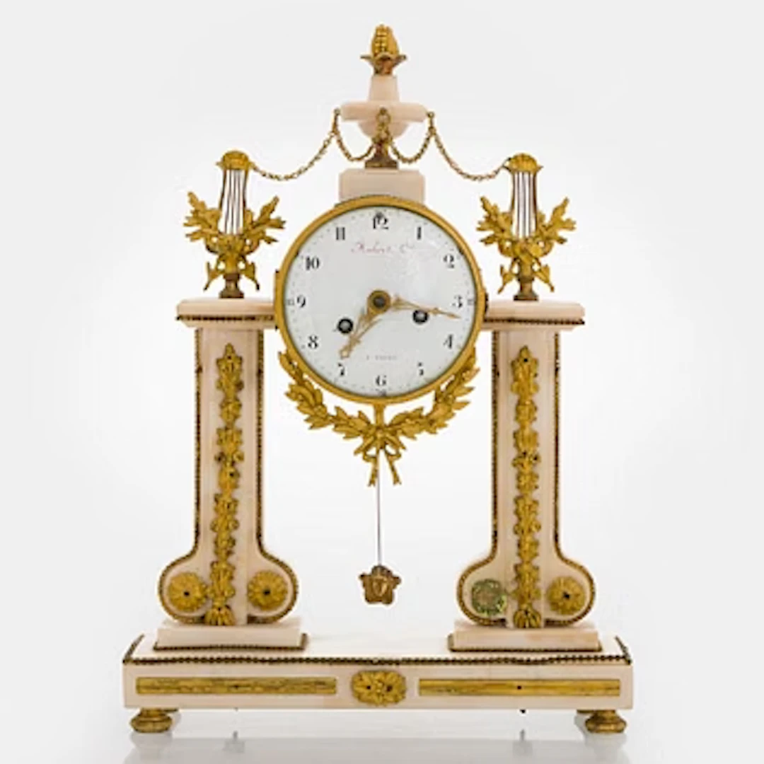 Mantle clock, marble, gilt metal, Aubert L´ne, Paris.