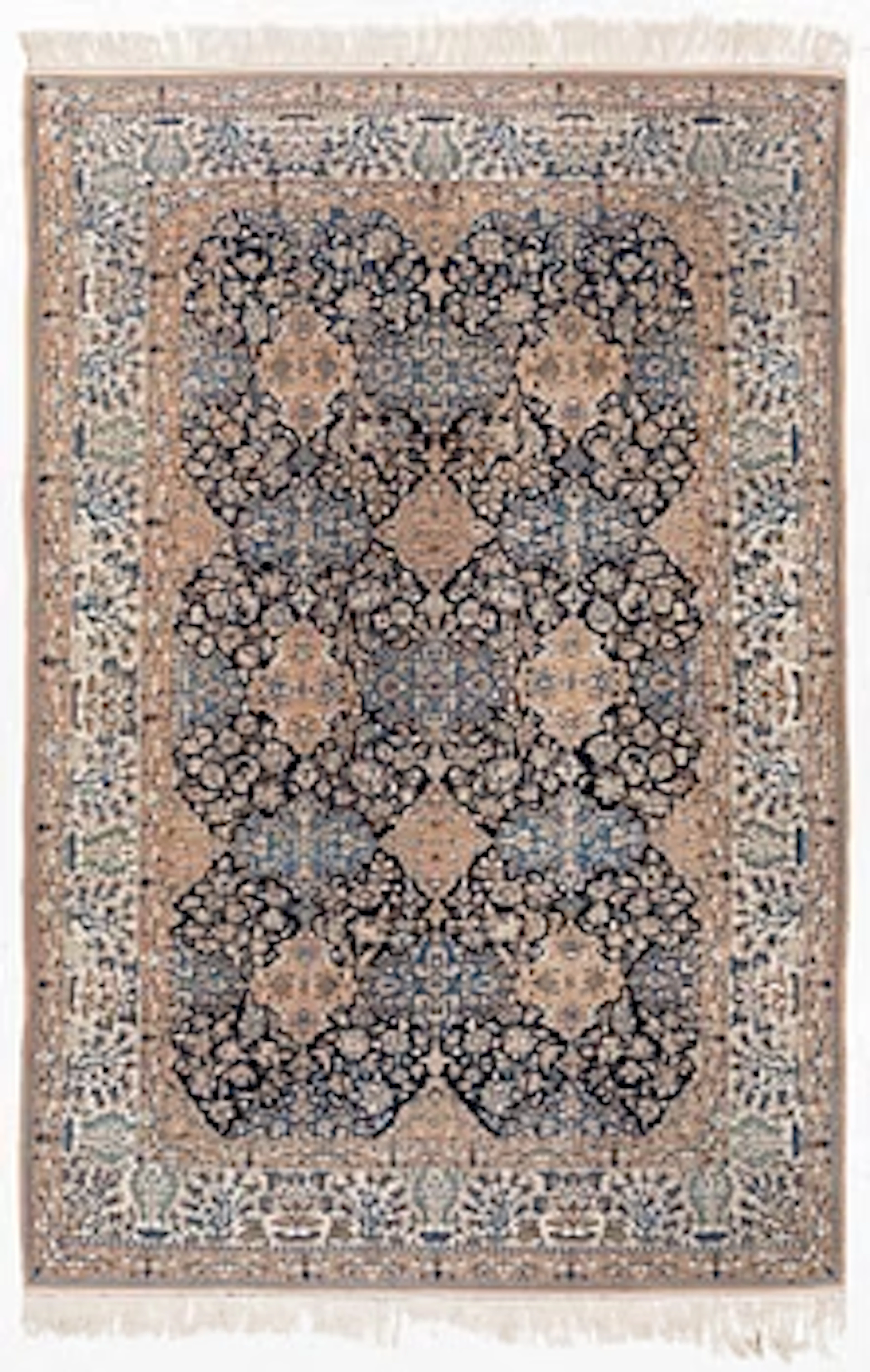 A semi-antique Nain carpet, part-silk, c. 261 x 175 cm.