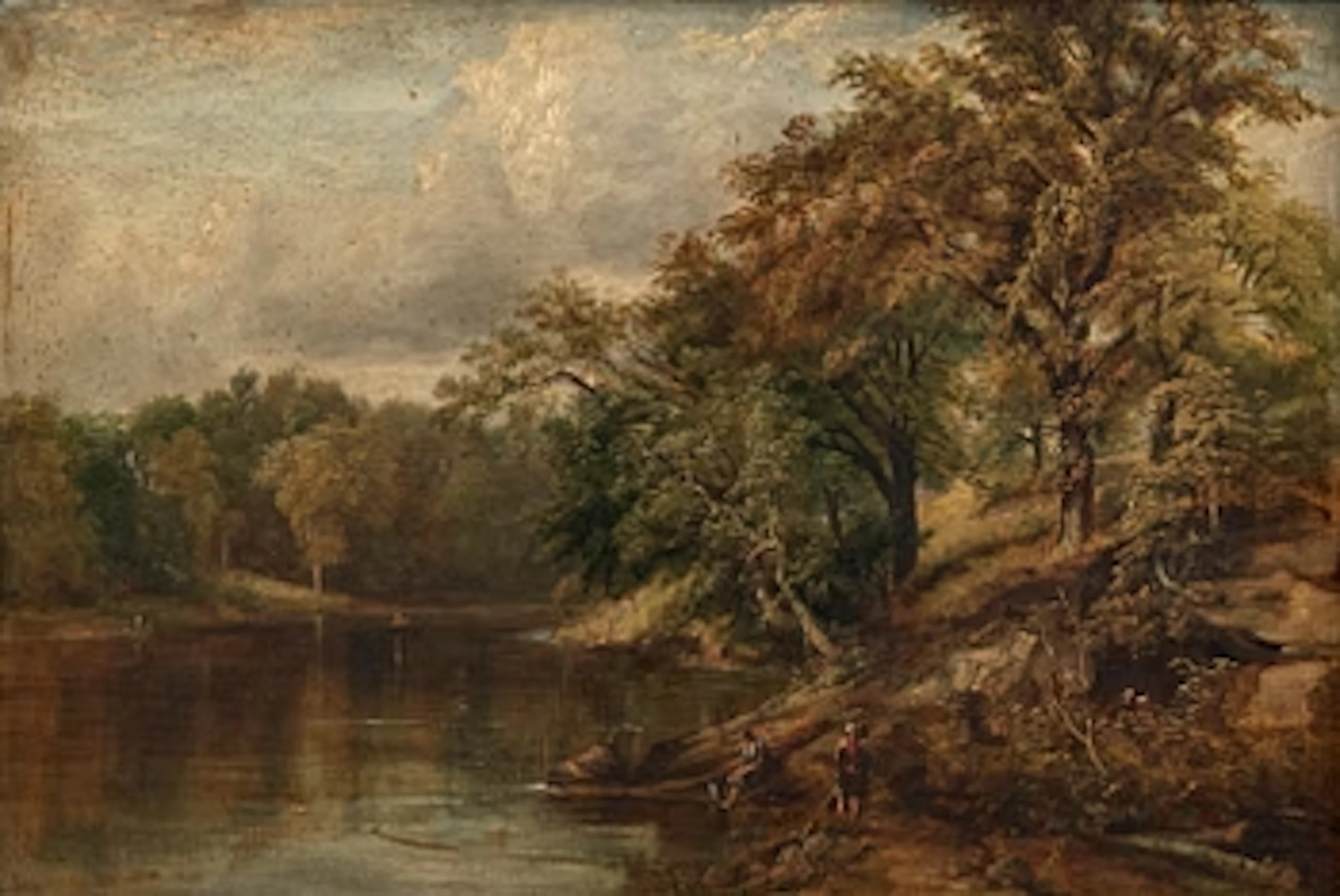 Unknown artist, river landscape, 19th century.