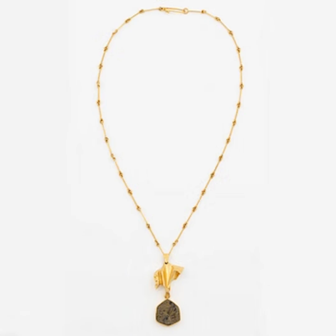 Björn Weckström, necklace "Joik" 18K gold with copper ore, Lapponia 1976.