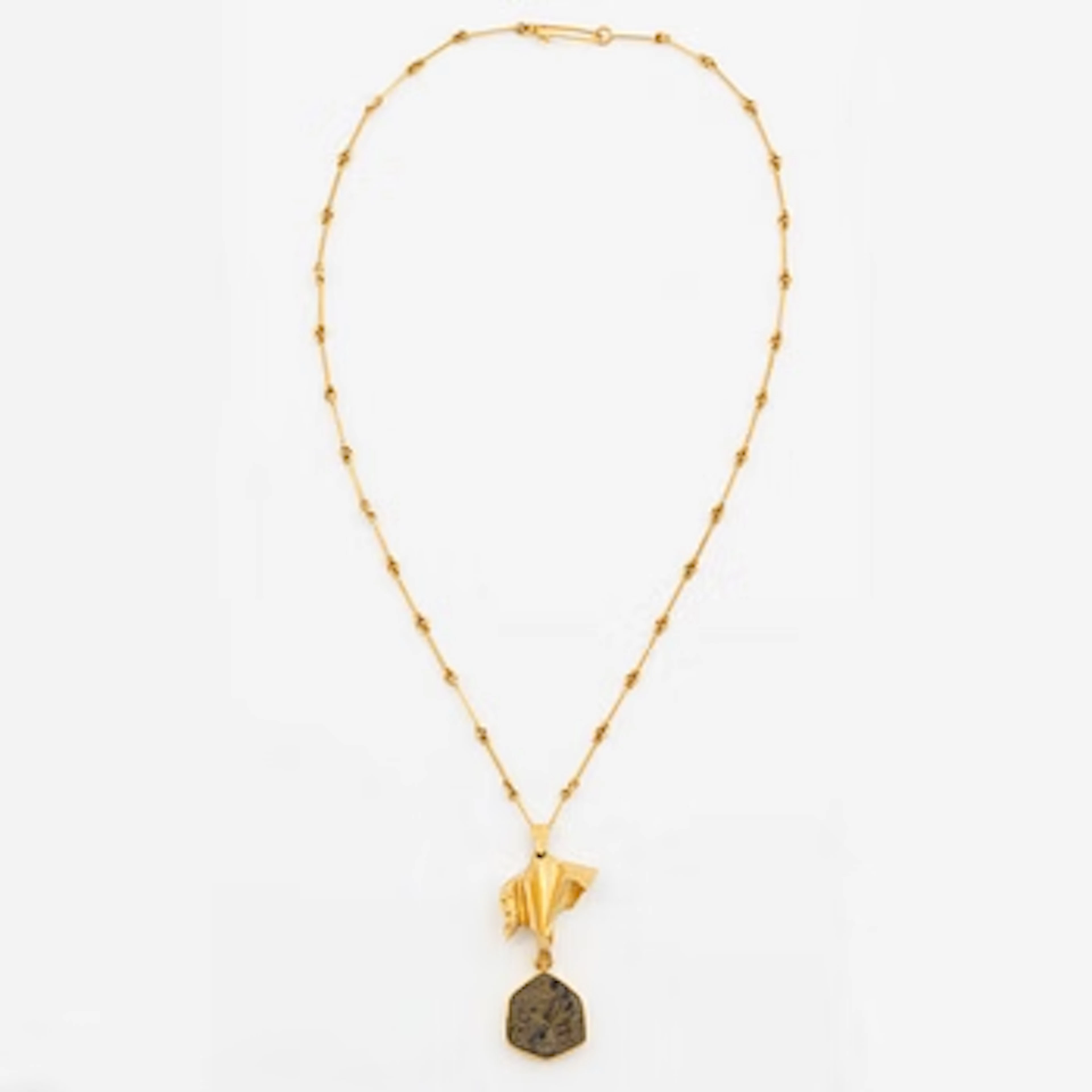 Björn Weckström, necklace "Joik" 18K gold with copper ore, Lapponia 1976.