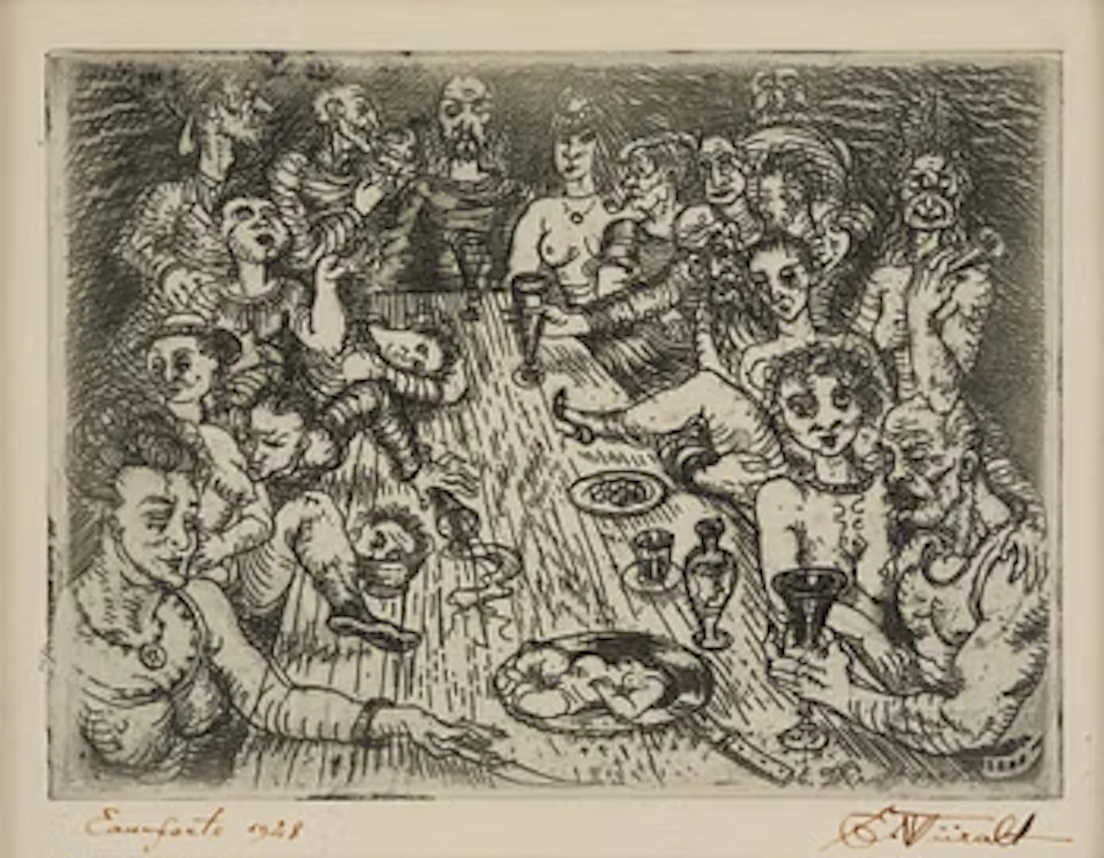 Eduard Wiiralt, "Sööming (Orgia)".