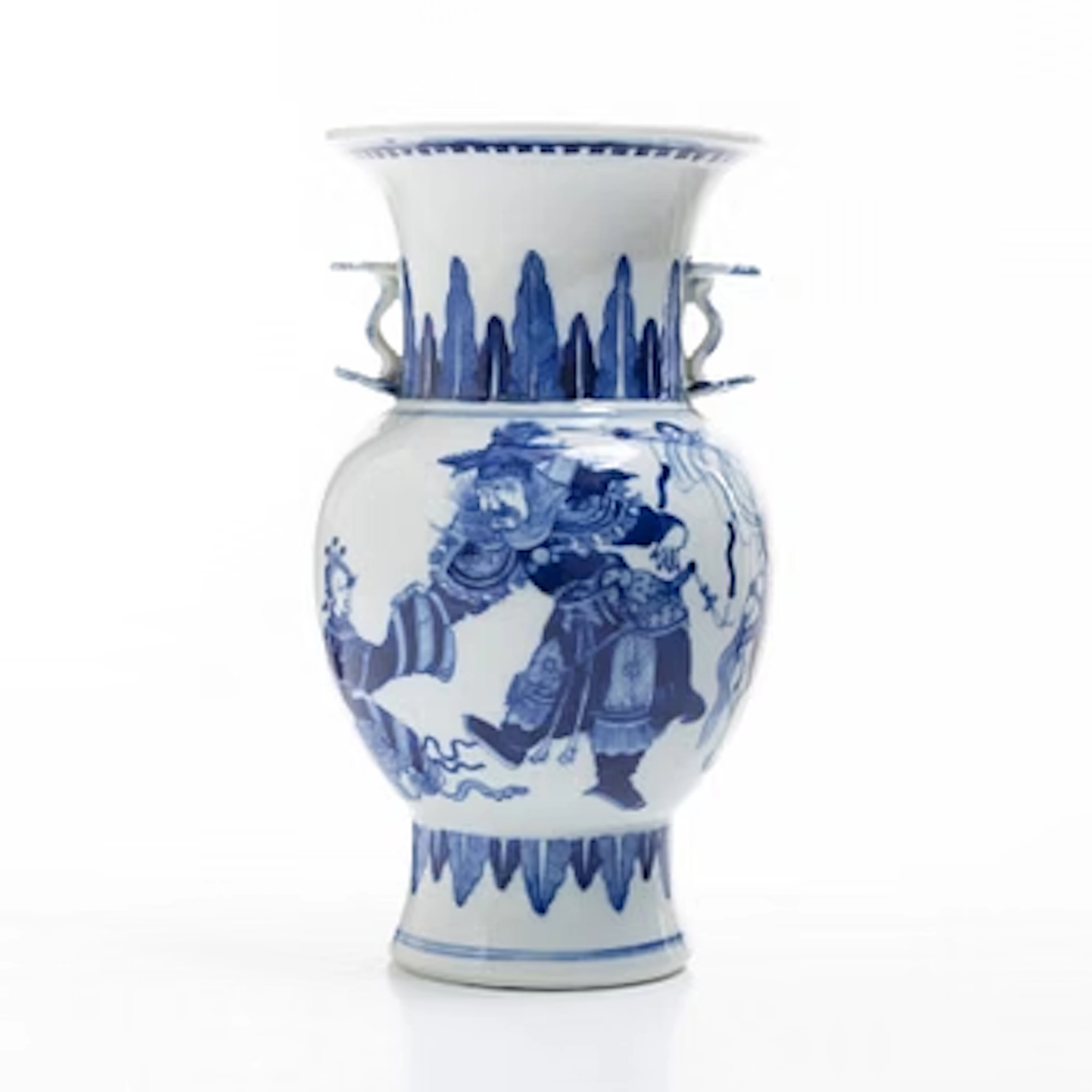 A Chinese blue and white porcelain vase, Qing dynasty, 19th century.