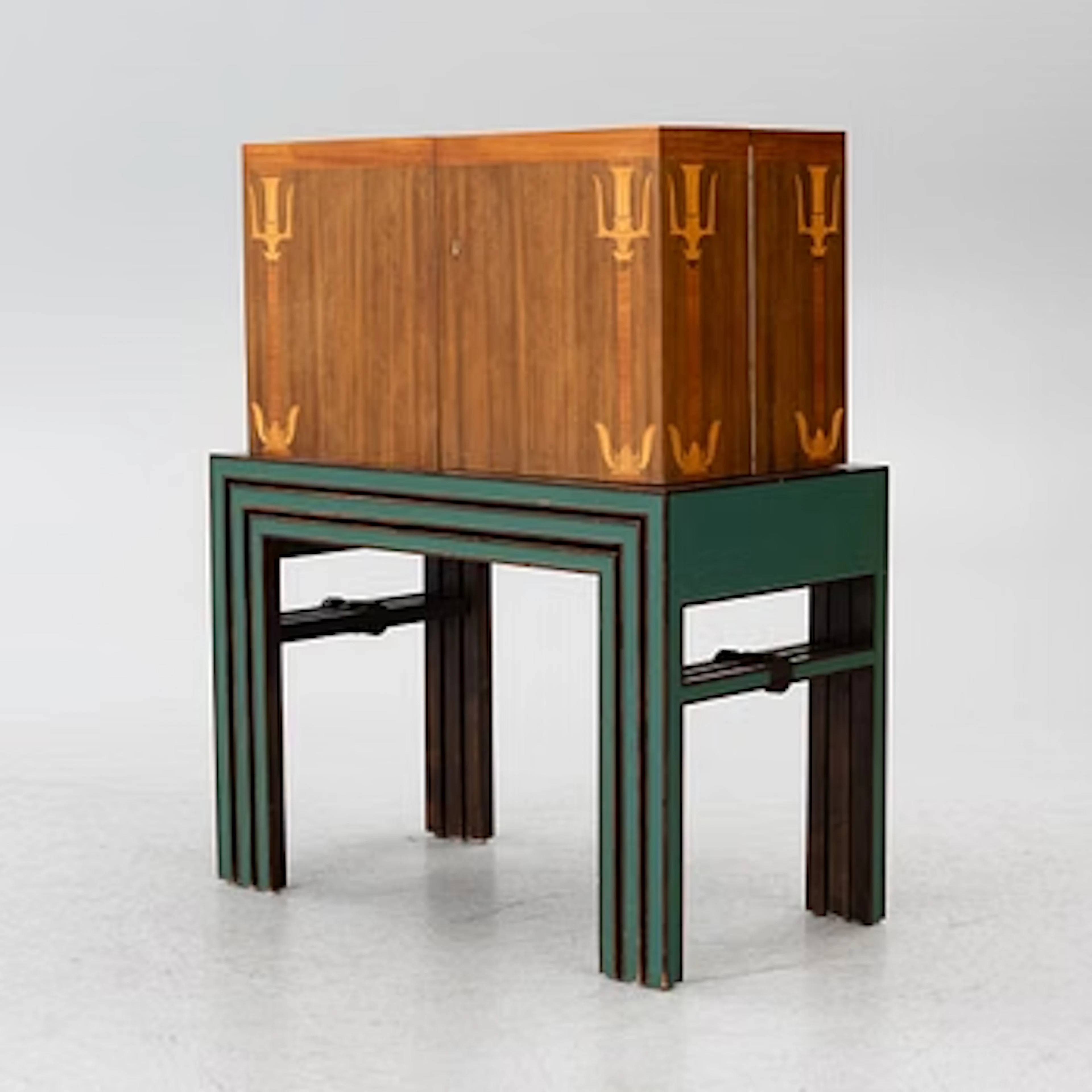 A drinks cabinet with two nesting tables, Sweden, 1930s/40s.