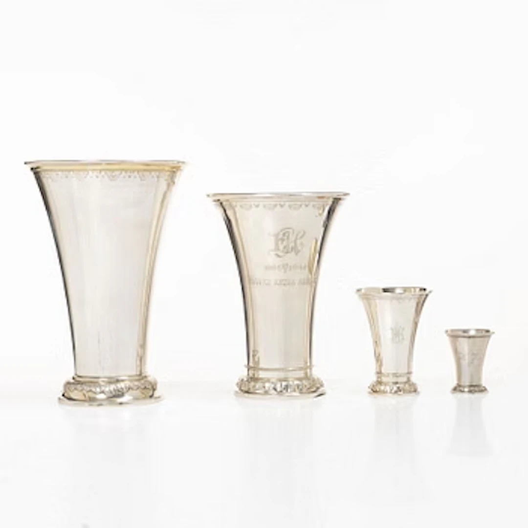 Beakers, 4, silver, Sweden, 1902–1954.