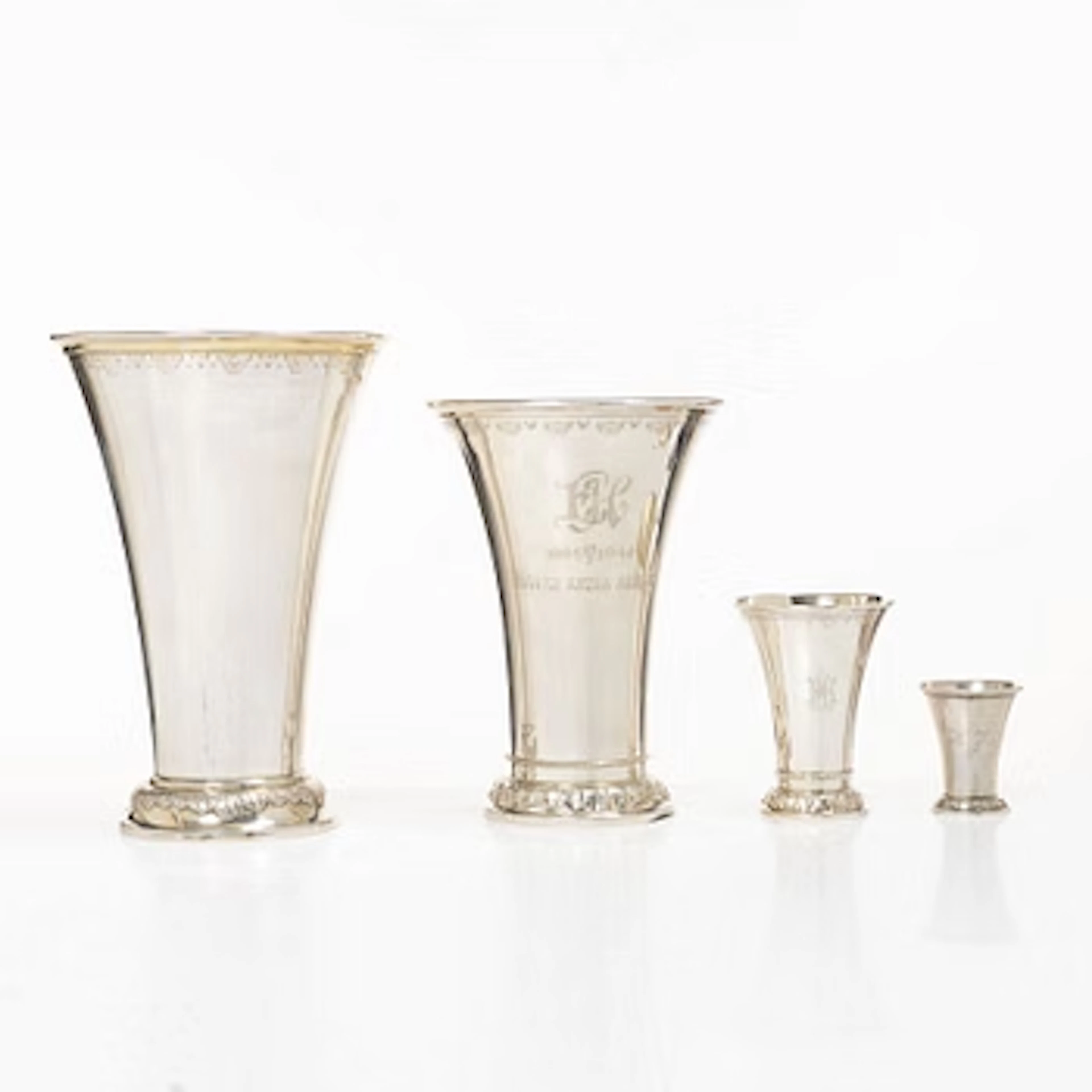 Beakers, 4, silver, Sweden, 1902–1954.