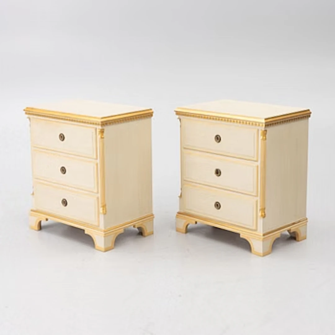 Bedside tables, a pair, K.A Roos.