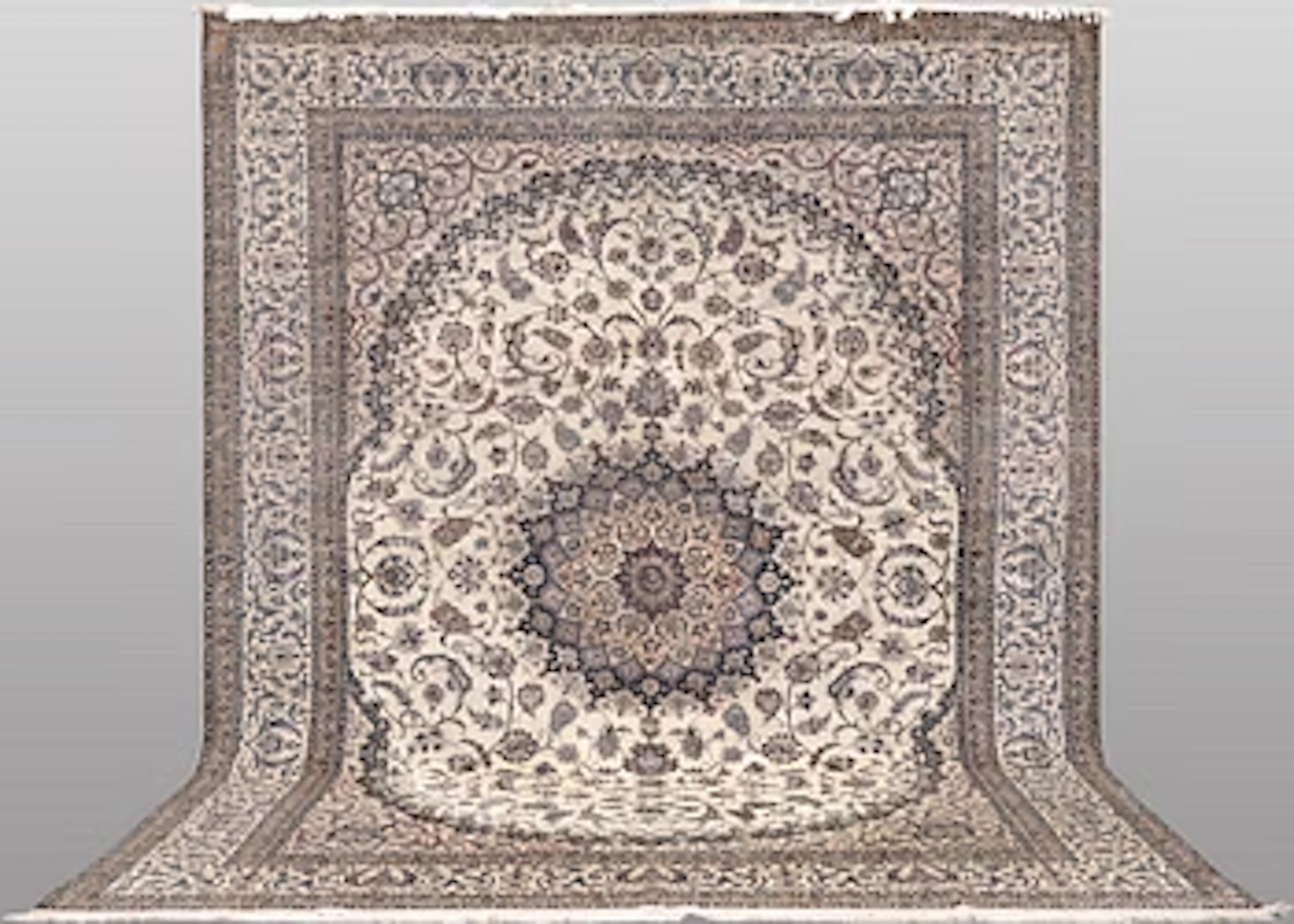 A Nain part silk carpet, 407 x 304 cm.