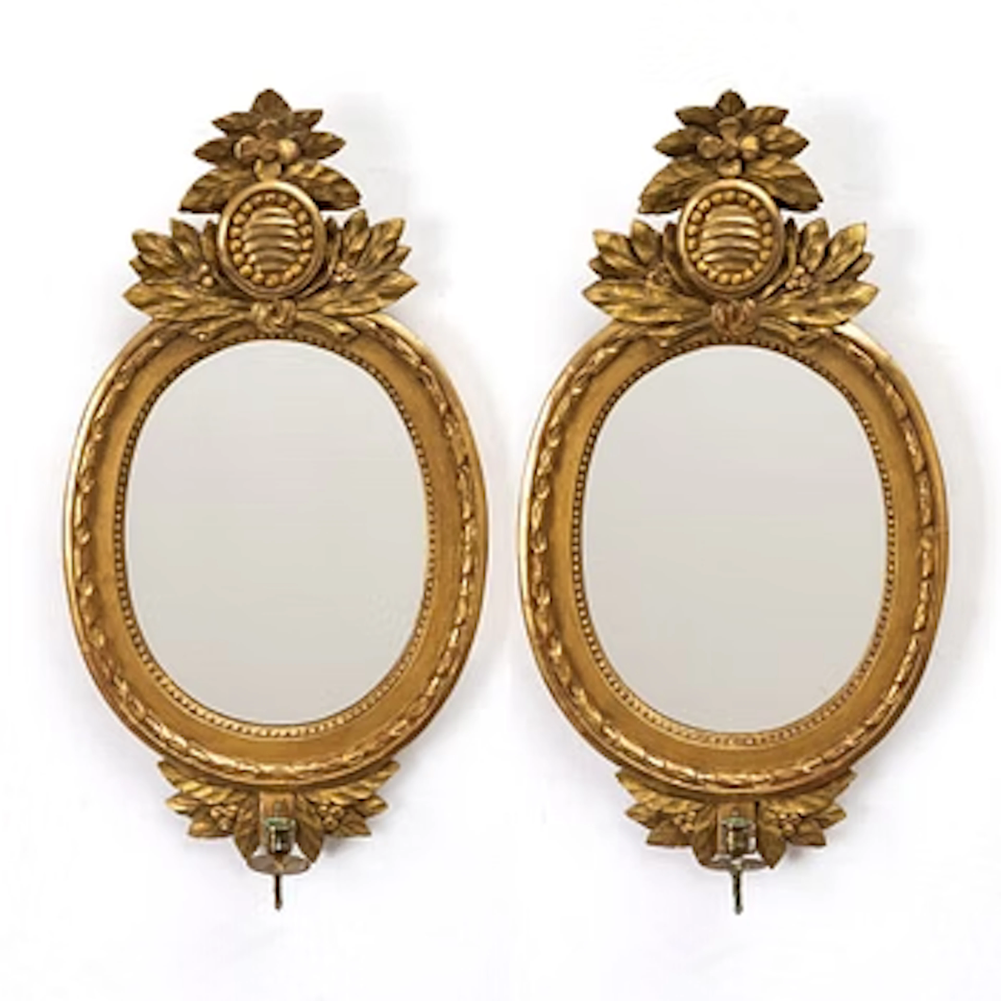 Pair of mirror appliqués, Gustavian style, mid-20th century.