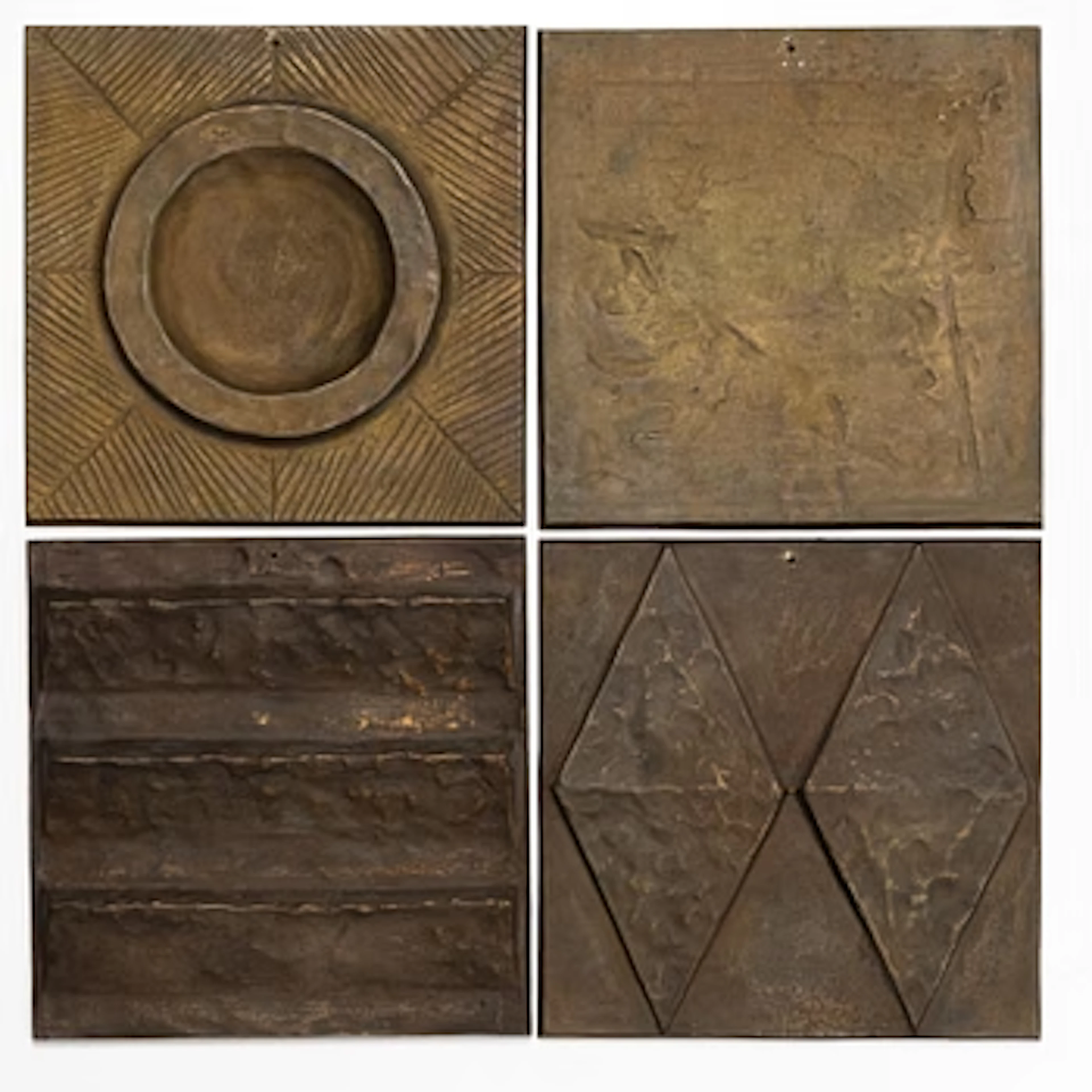 Svensk Metalldesign, väggplaketter, 4 st, brons.