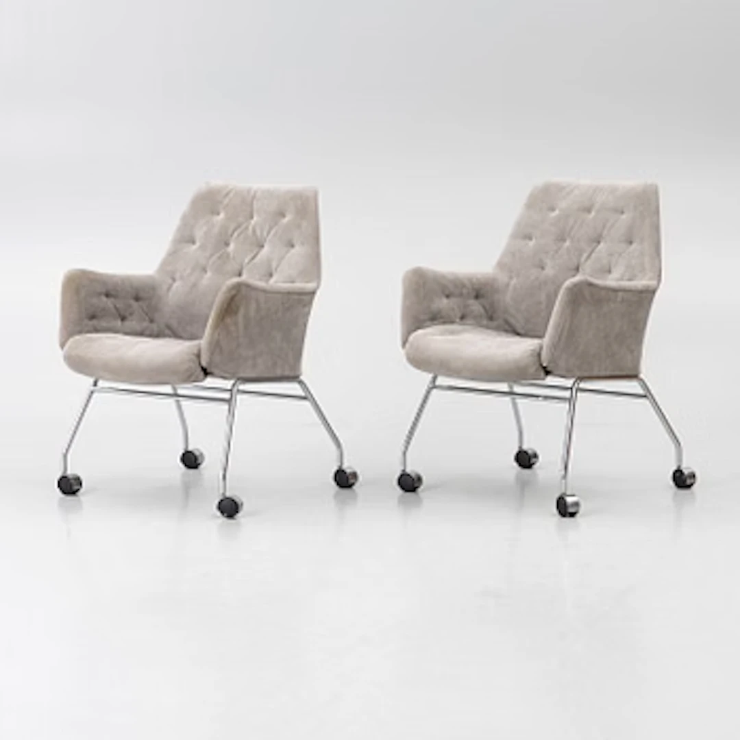 Bruno Mathsson, Armchairs, a pair, “Mirja”, Bruno Mathsson, DUX, late