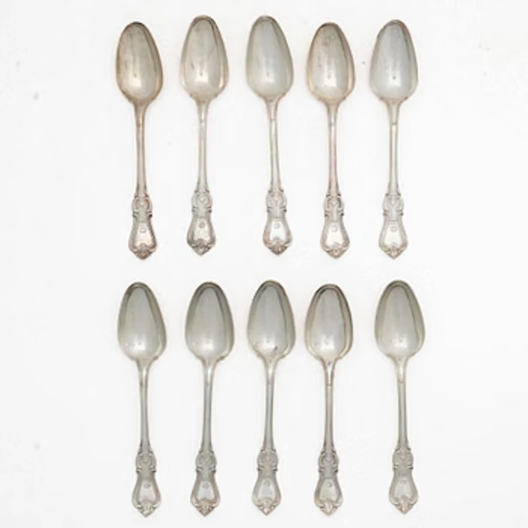 A set of ten Swedish silver dinner spoons, “Olga”, mark of Hans Georg