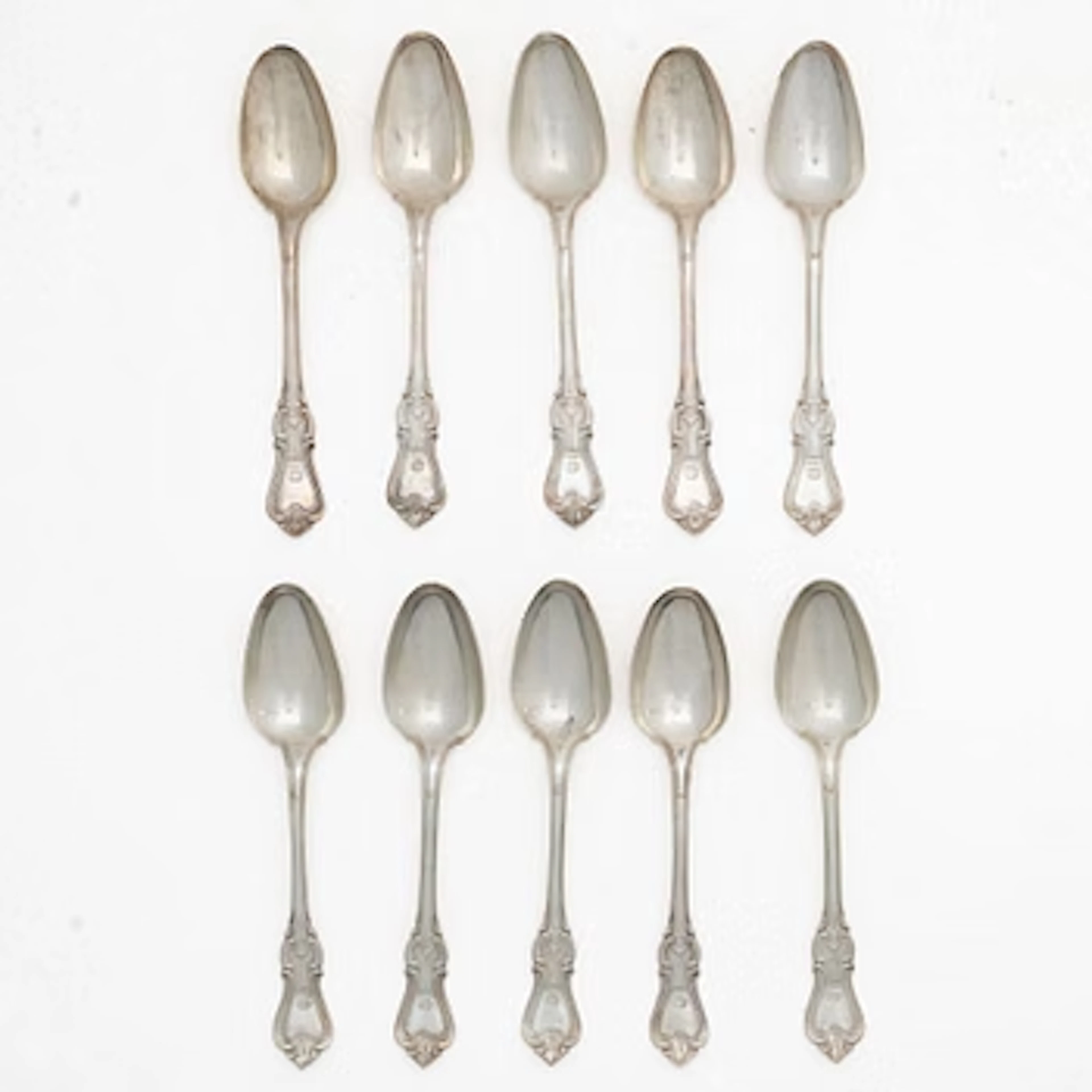 A set of ten Swedish silver dinner spoons, “Olga”, mark of Hans Georg