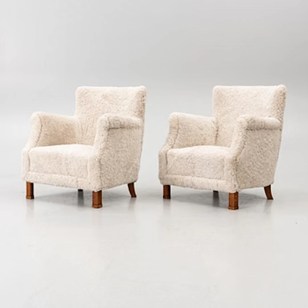 Pair of armchairs, Swedish Modern, mid-20th century.