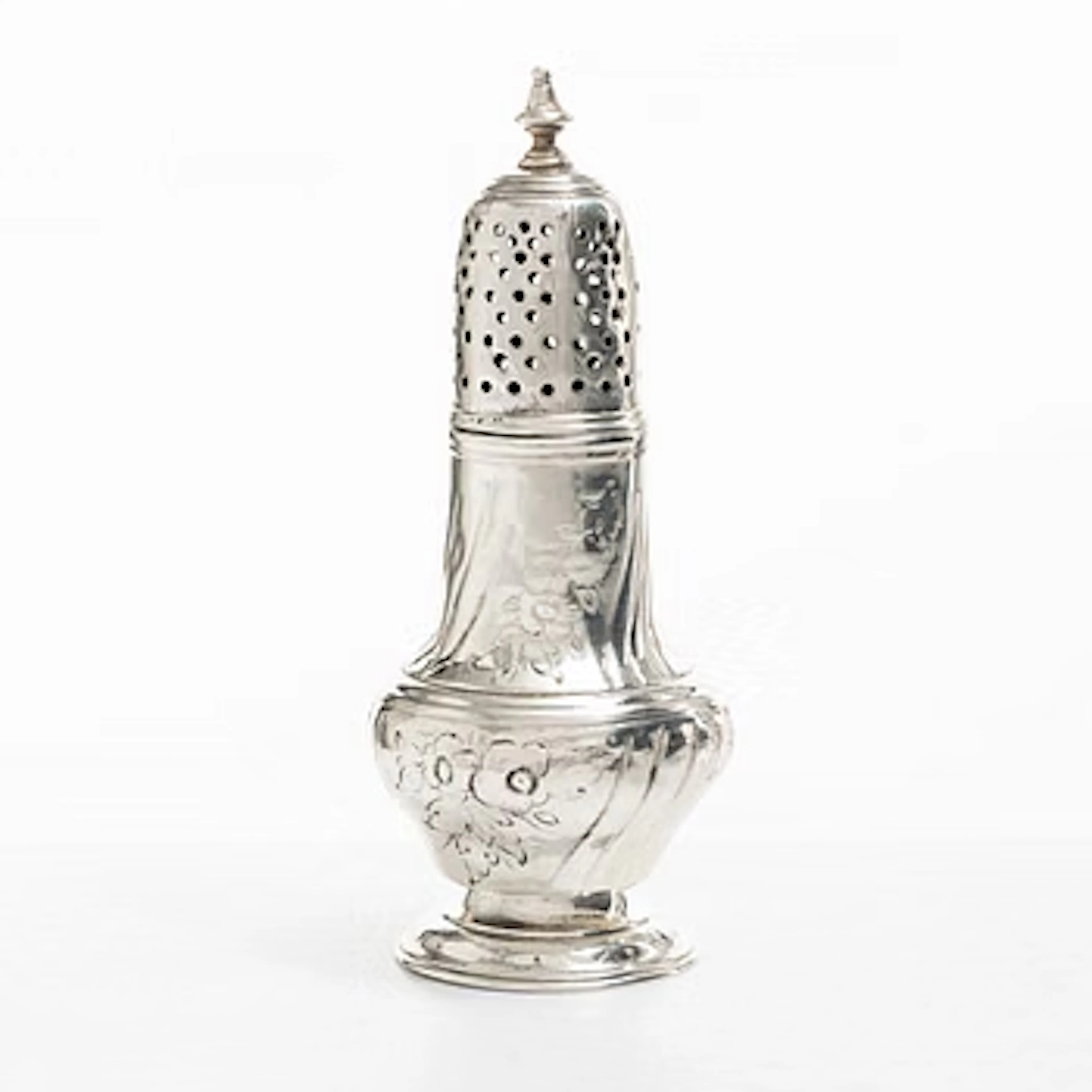 An English silver caster, mark of Samuel Smith III, London, 1754.