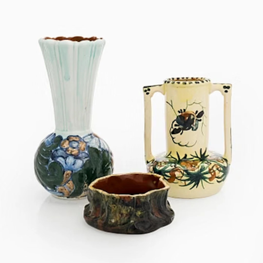 Two red clay vases and a bowl, Kupittaan Savi ja Tikkurilan Kaakelitehdas