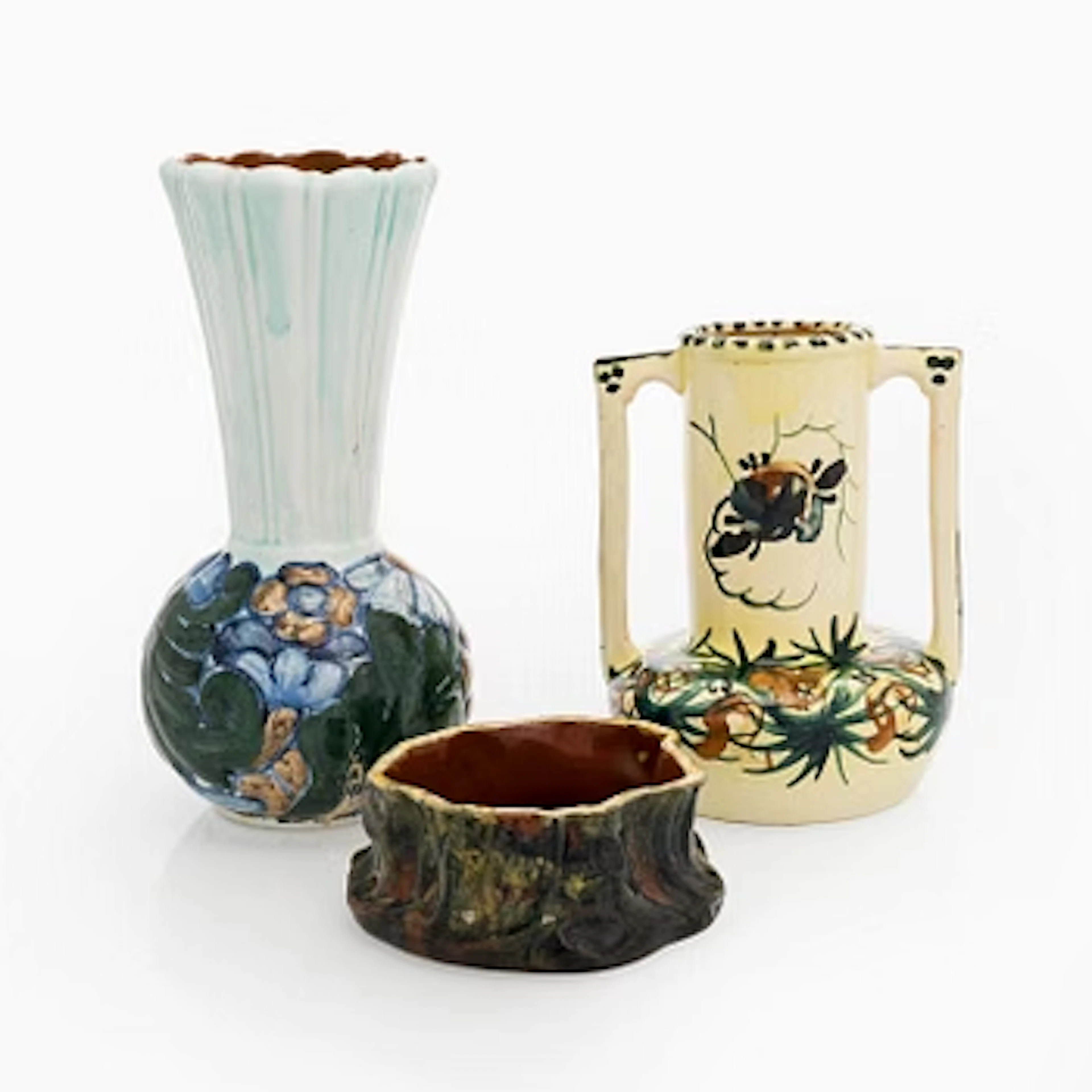 Two red clay vases and a bowl, Kupittaan Savi ja Tikkurilan Kaakelitehdas