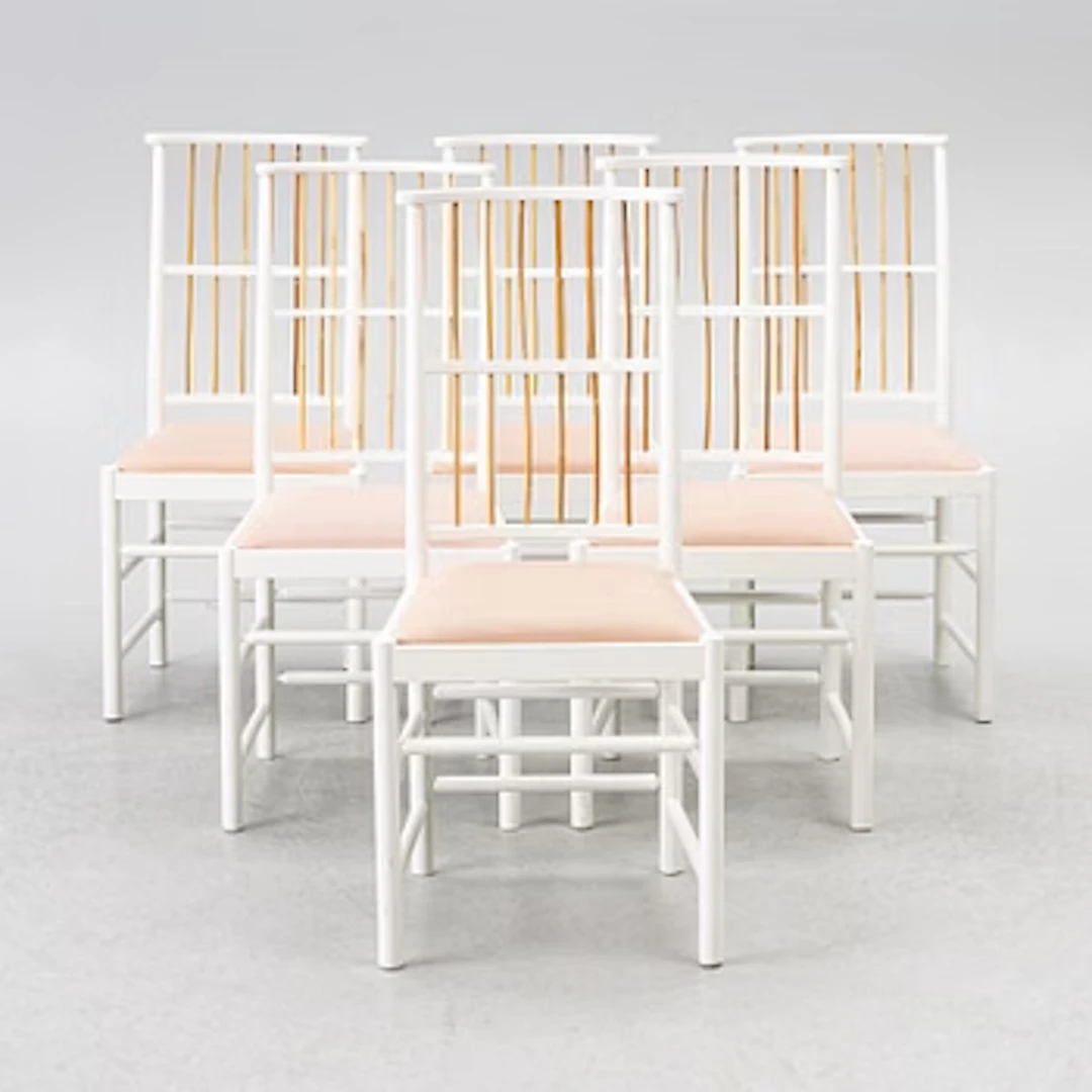 Josef Frank, chairs, 6 pcs, model B 2025, Svenskt Tenn, after 1985.