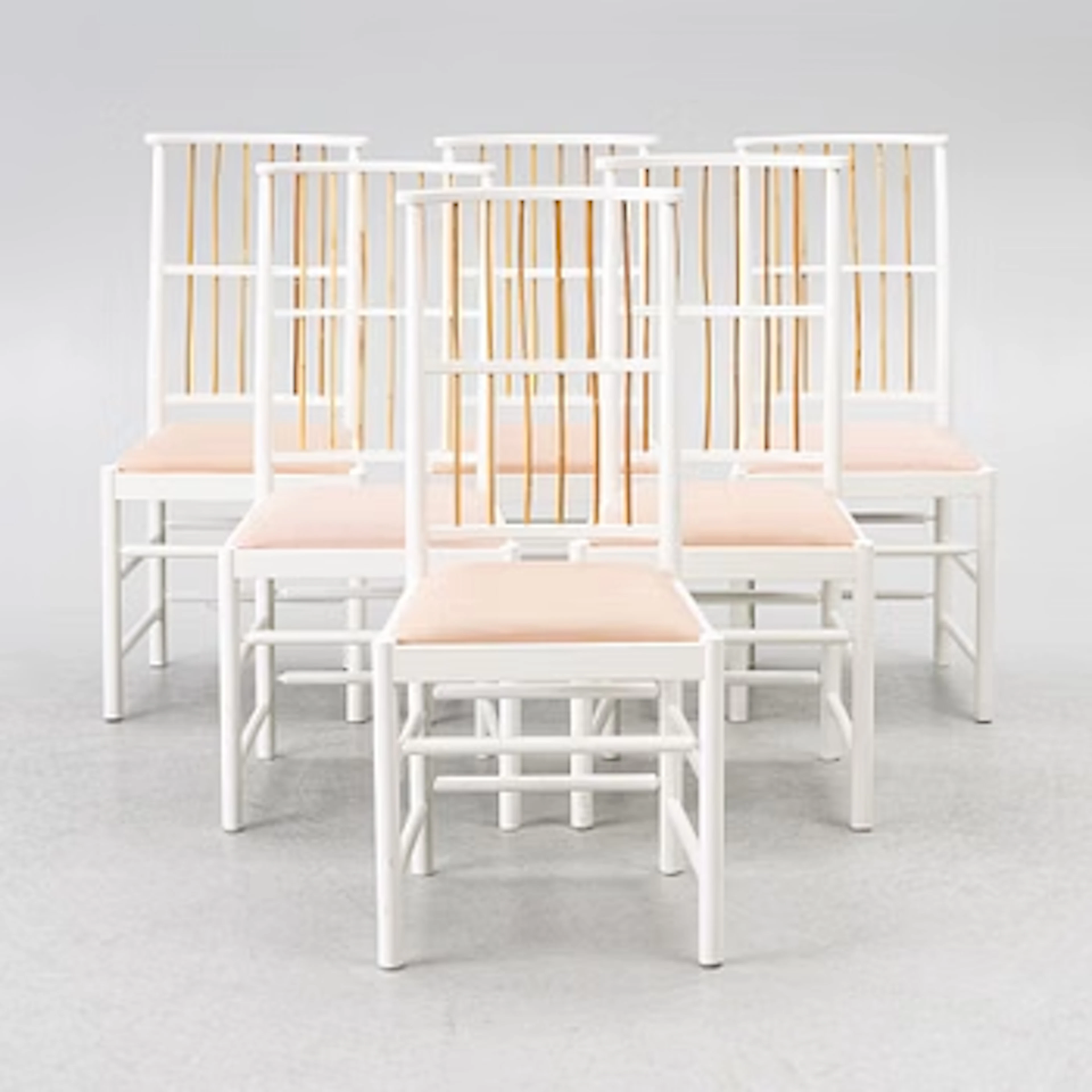 Josef Frank, chairs, 6 pcs, model B 2025, Svenskt Tenn, after 1985.