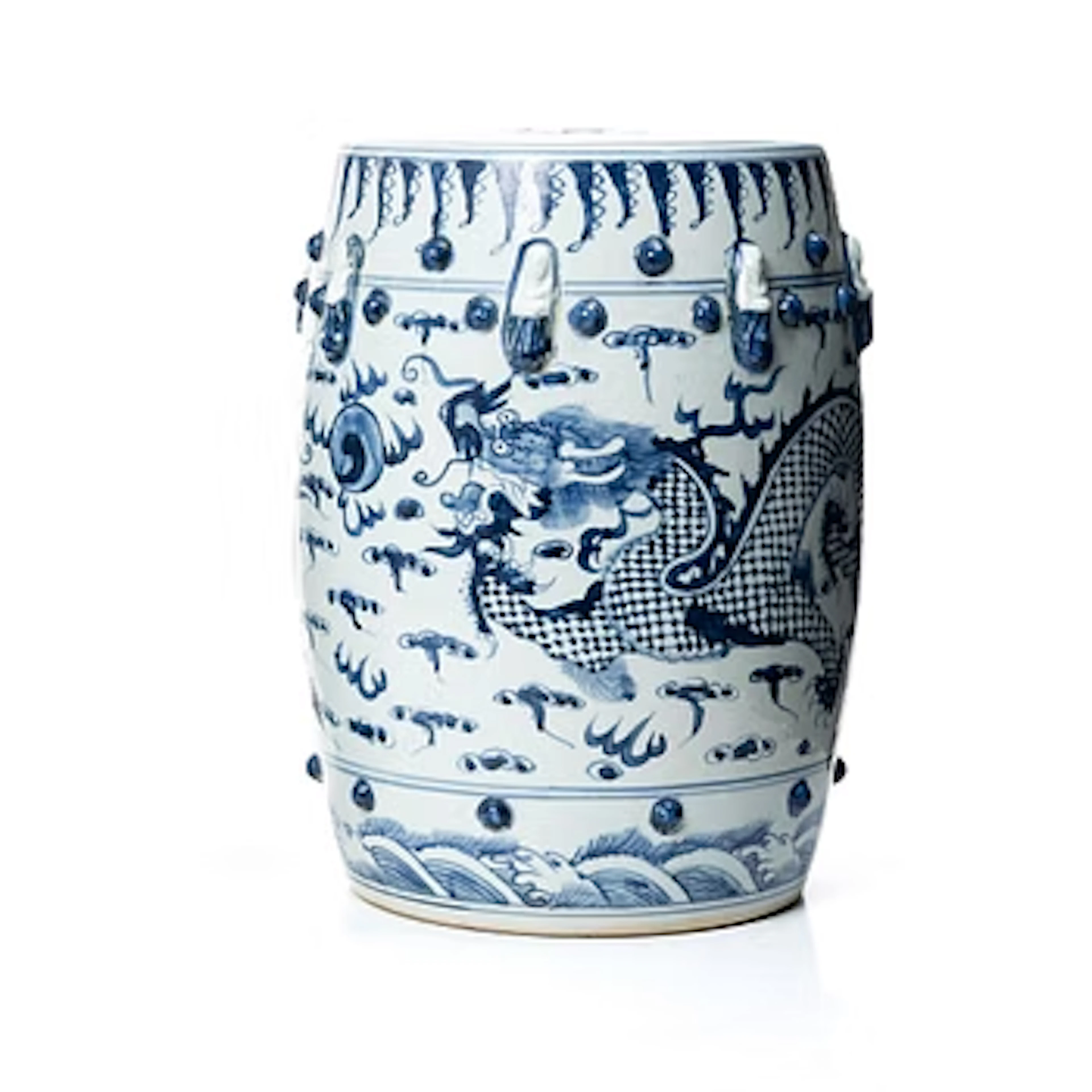 A Chinese blue and white porcelain garden seat, 20th century.