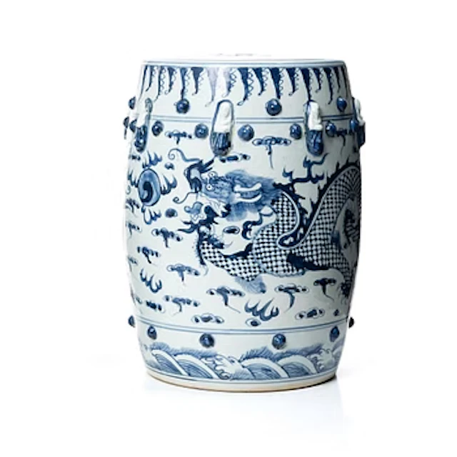A Chinese blue and white porcelain garden seat, 20th century.
