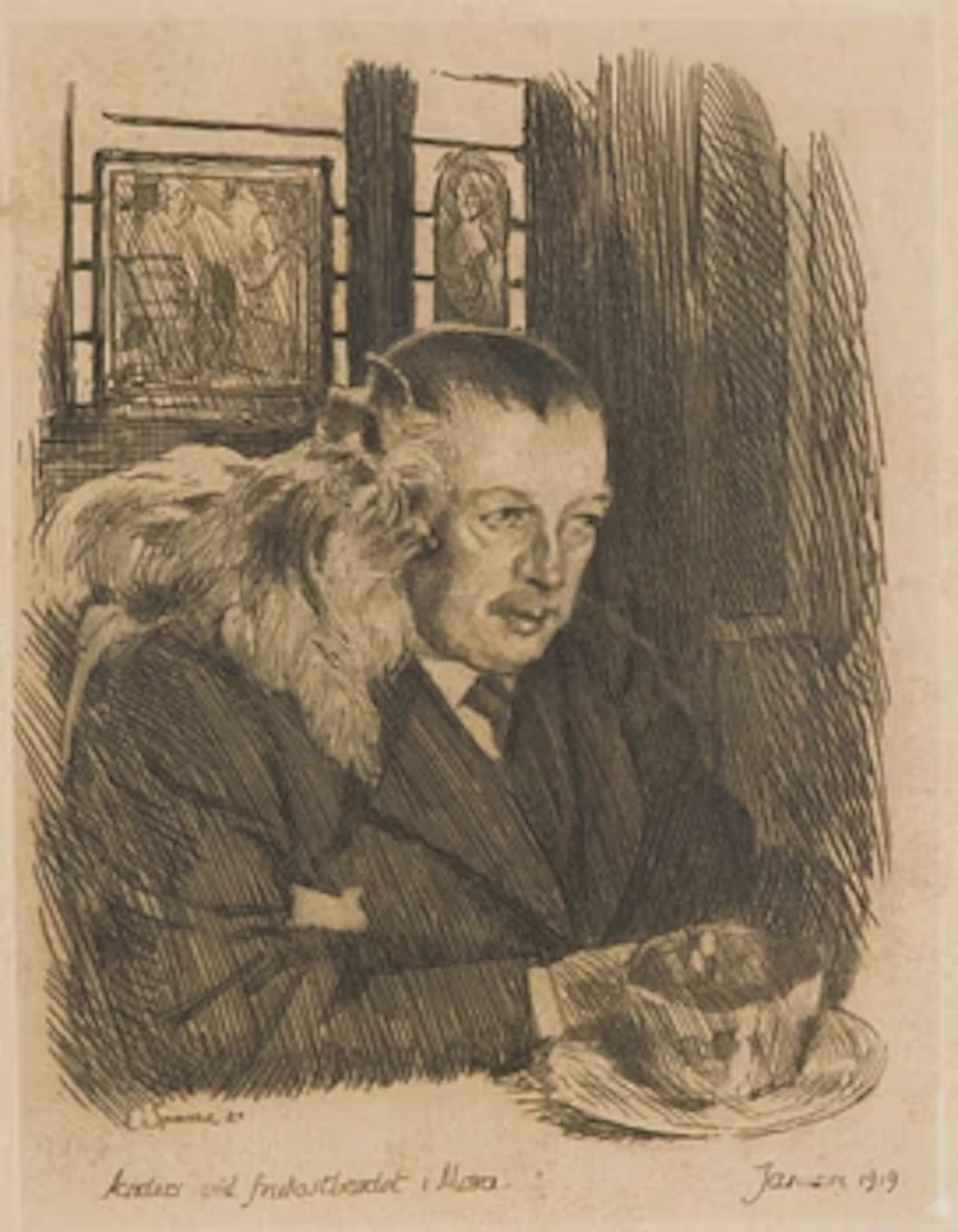 Louis Sparre, 'Anders at the breakfast table in Mora, January 1919'.