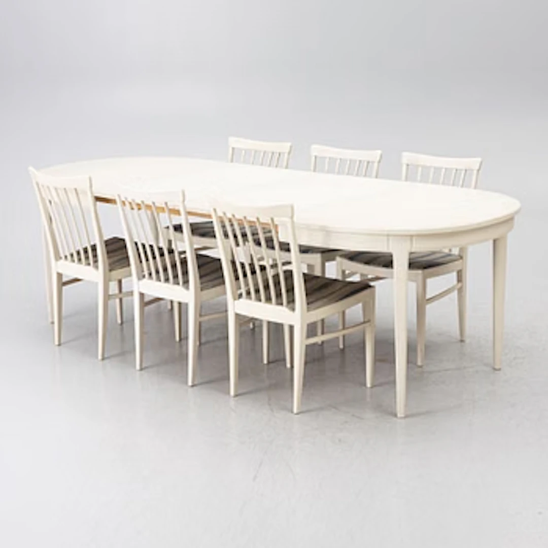 Carl Malmsten, Dining set, 7 pieces, "Herrgården", Bodafors, 1961.