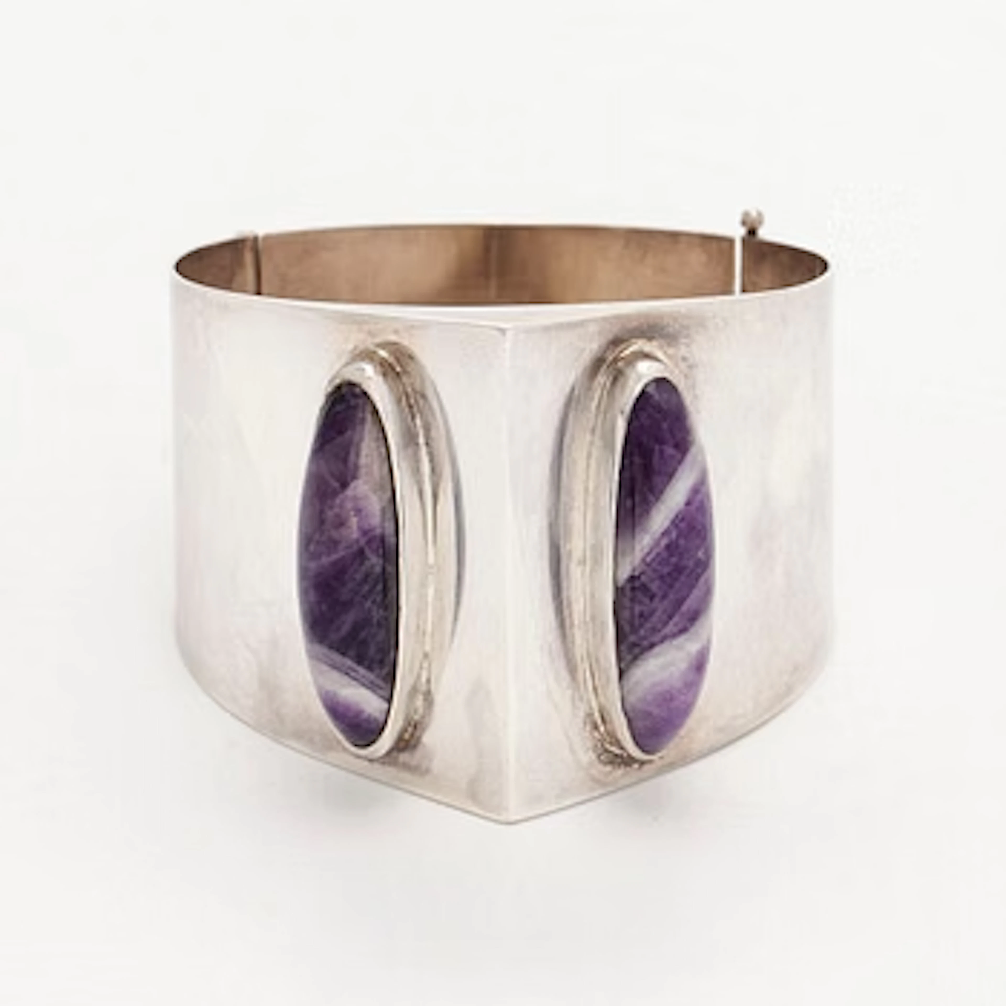 Bangle, cabochon cut amethysts, silver, Tillander, Helsinki 1962.