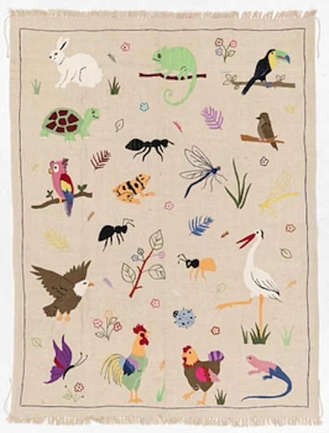 A hand-embroidered Kelim rug, c. 220 x 173 cm.