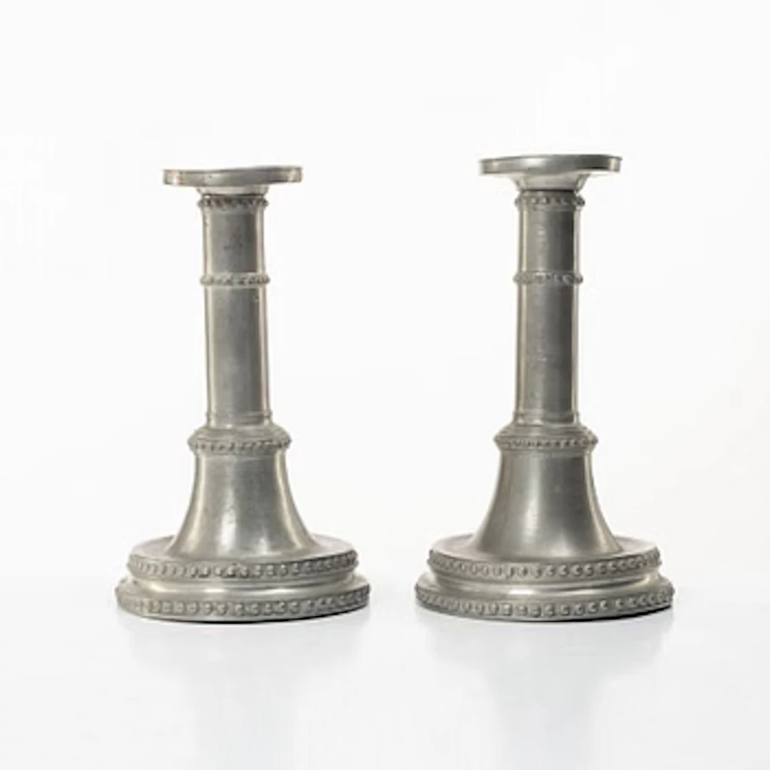 A pair of 19th century candle holders in peuter.