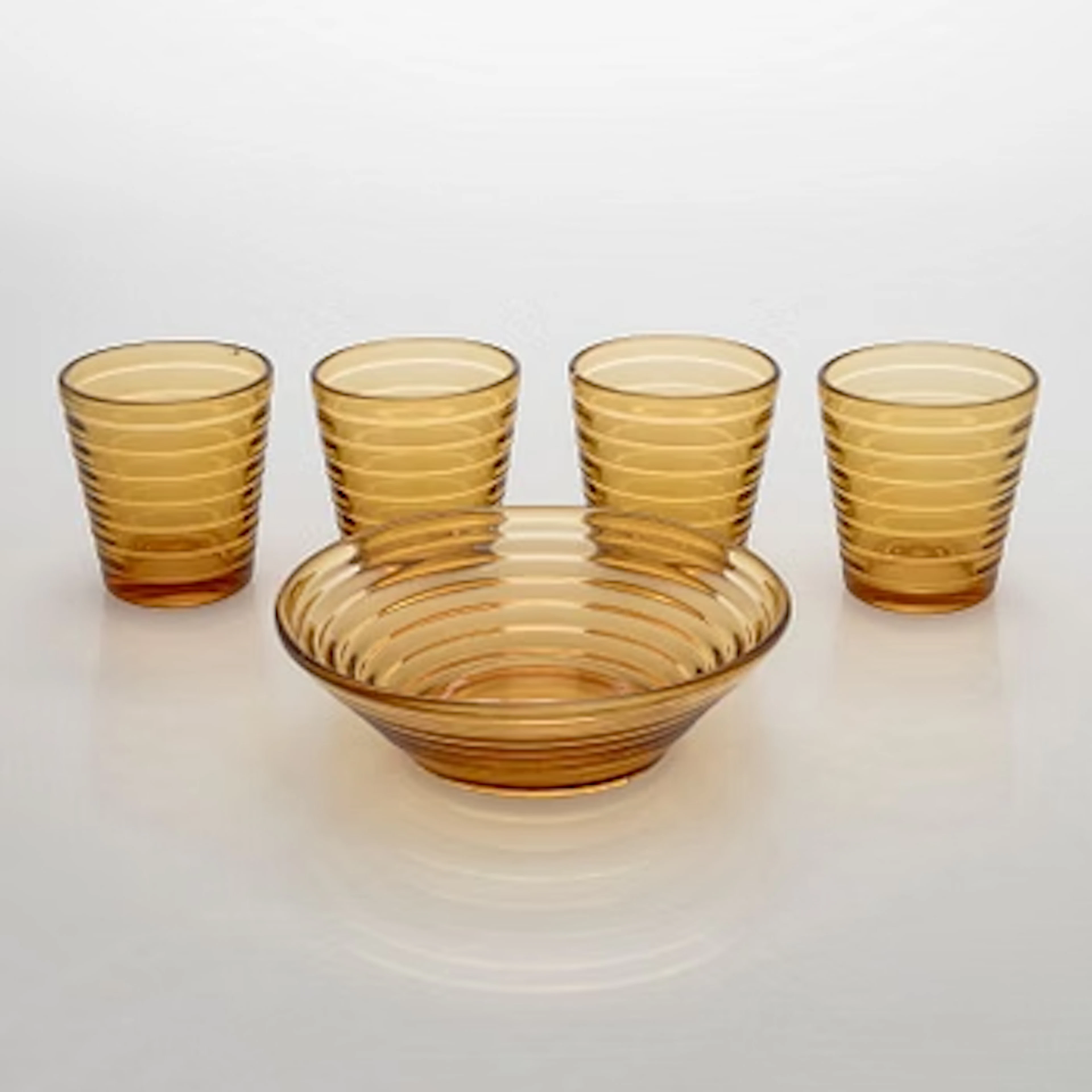 Aino Aalto, Drinking glasses, 4, and a bowl “Bölgeblick”, Karhula