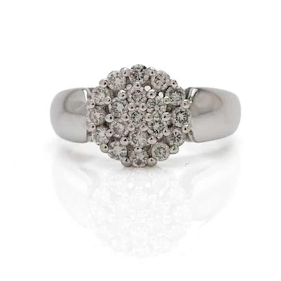 18K white gold ring with diamonds.