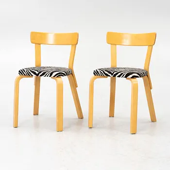Alvar Aalto, a pair of chairs model 69, Artek, Finland, second half