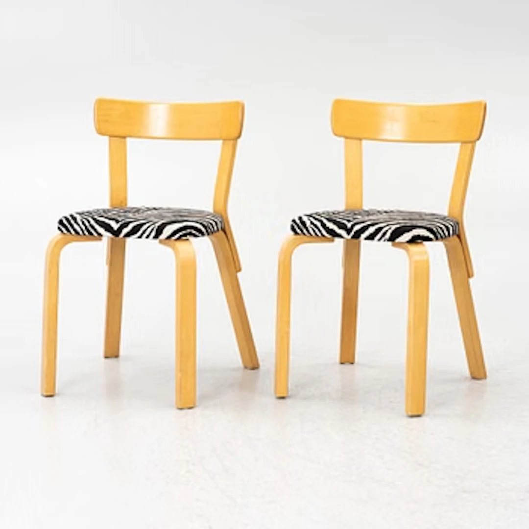 Alvar Aalto, a pair of chairs model 69, Artek, Finland, second half