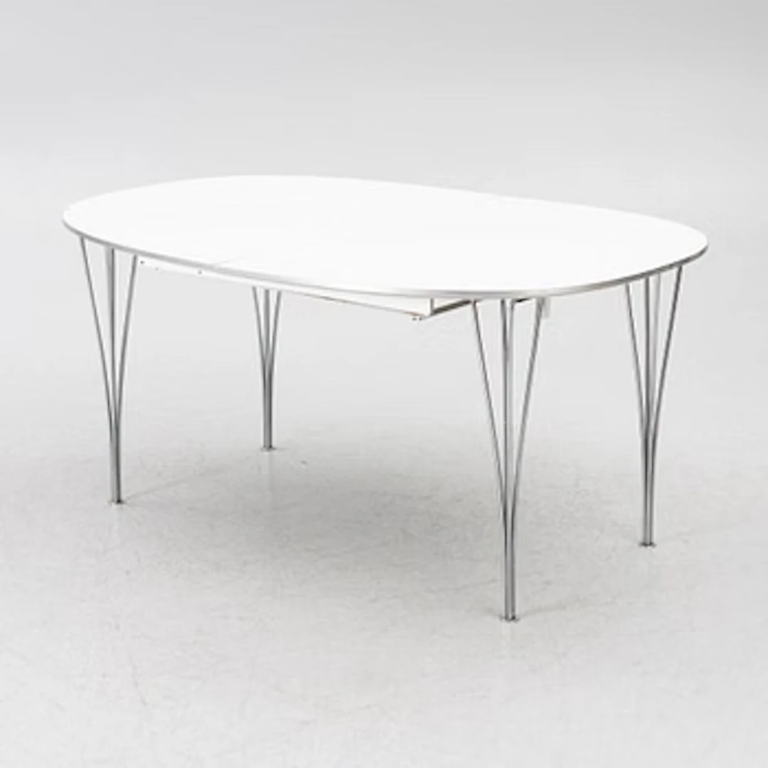 Bruno Mathsson, & Piet Hein, dining table, “Superellipse”, Fritz Hansen, 1987.