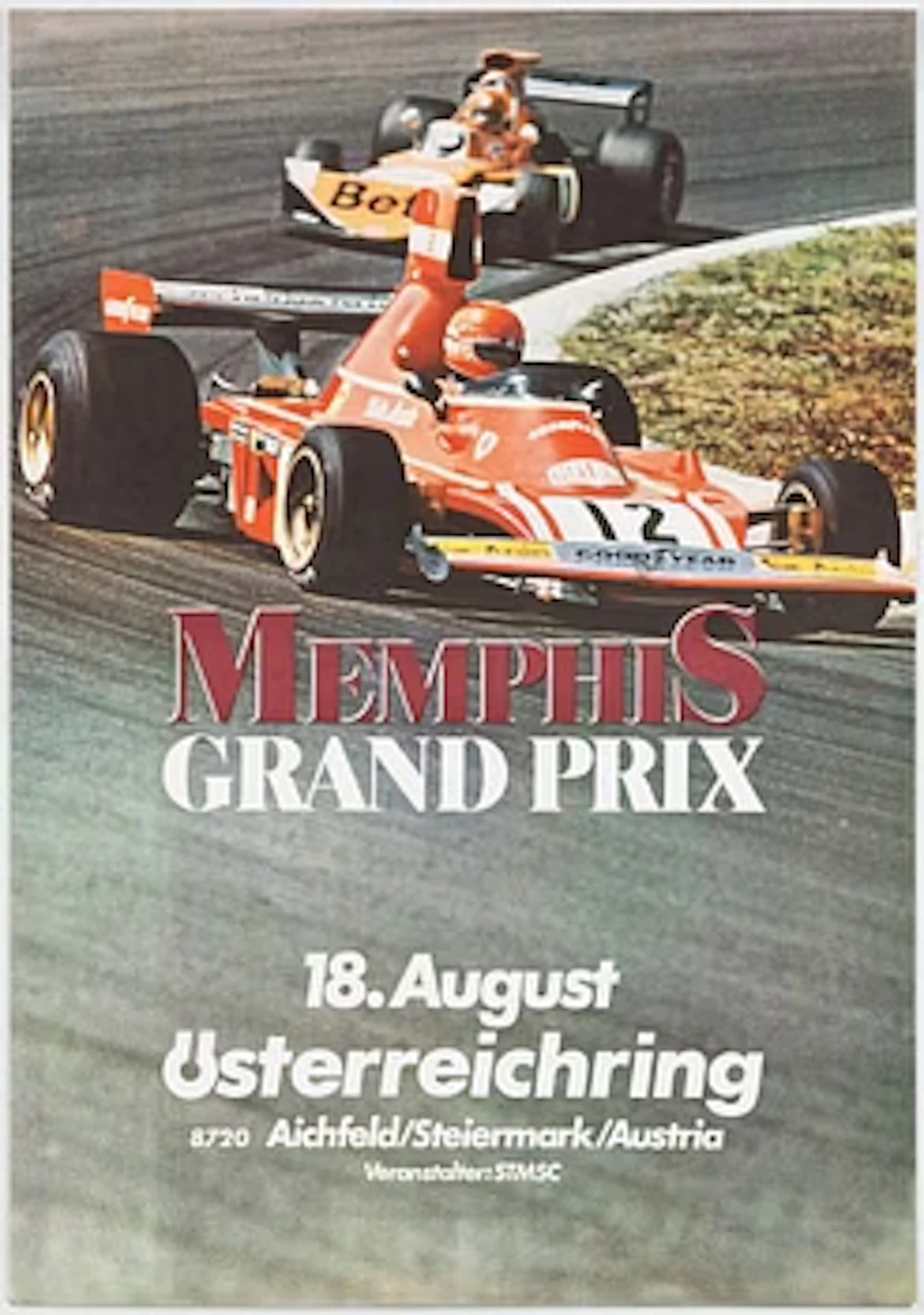 A vintage poster, Memphis Grand Prix, Österreichring, Austria, 1974.