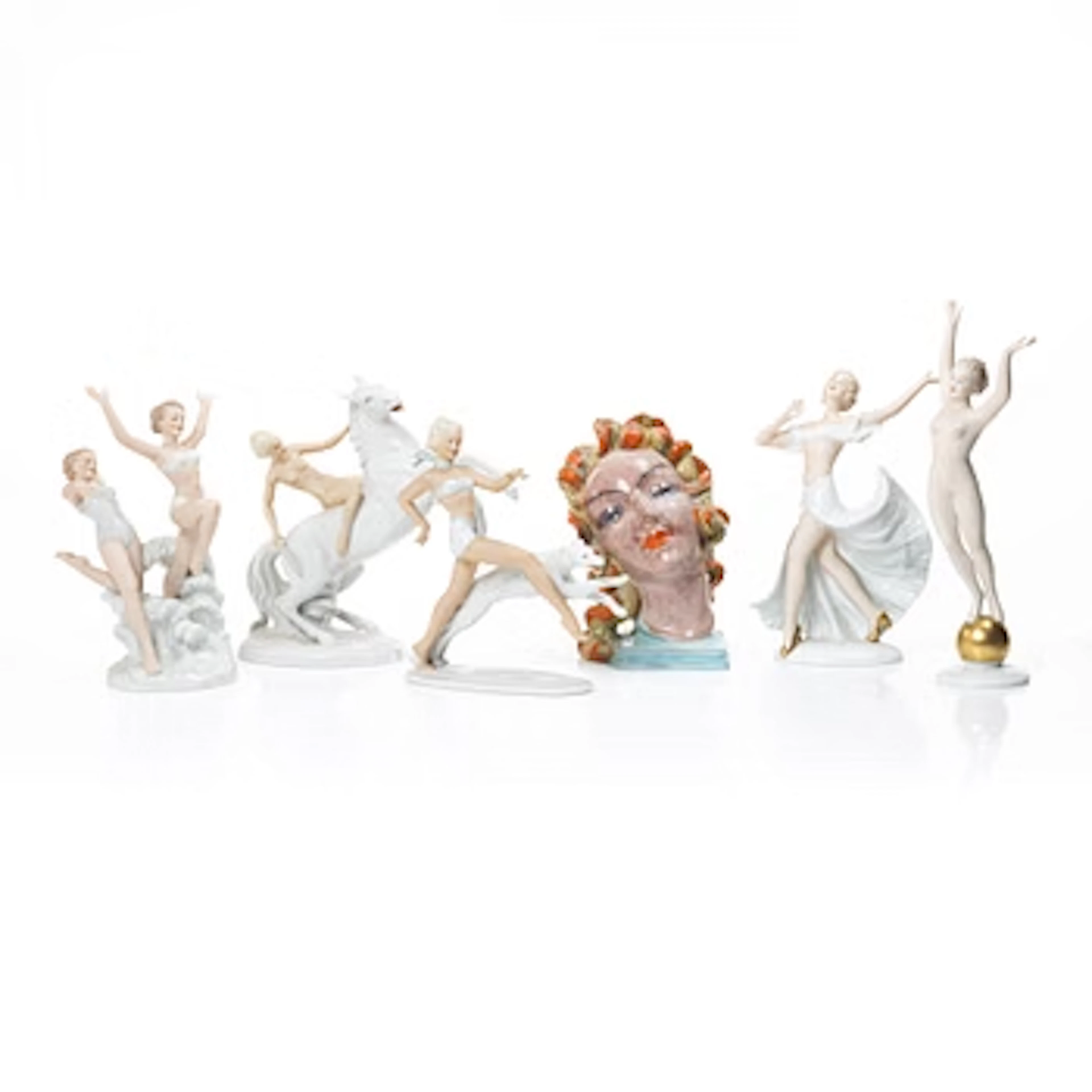 Figurines, 6 pieces, porcelain, including Schaubach Kunst, 20th century.