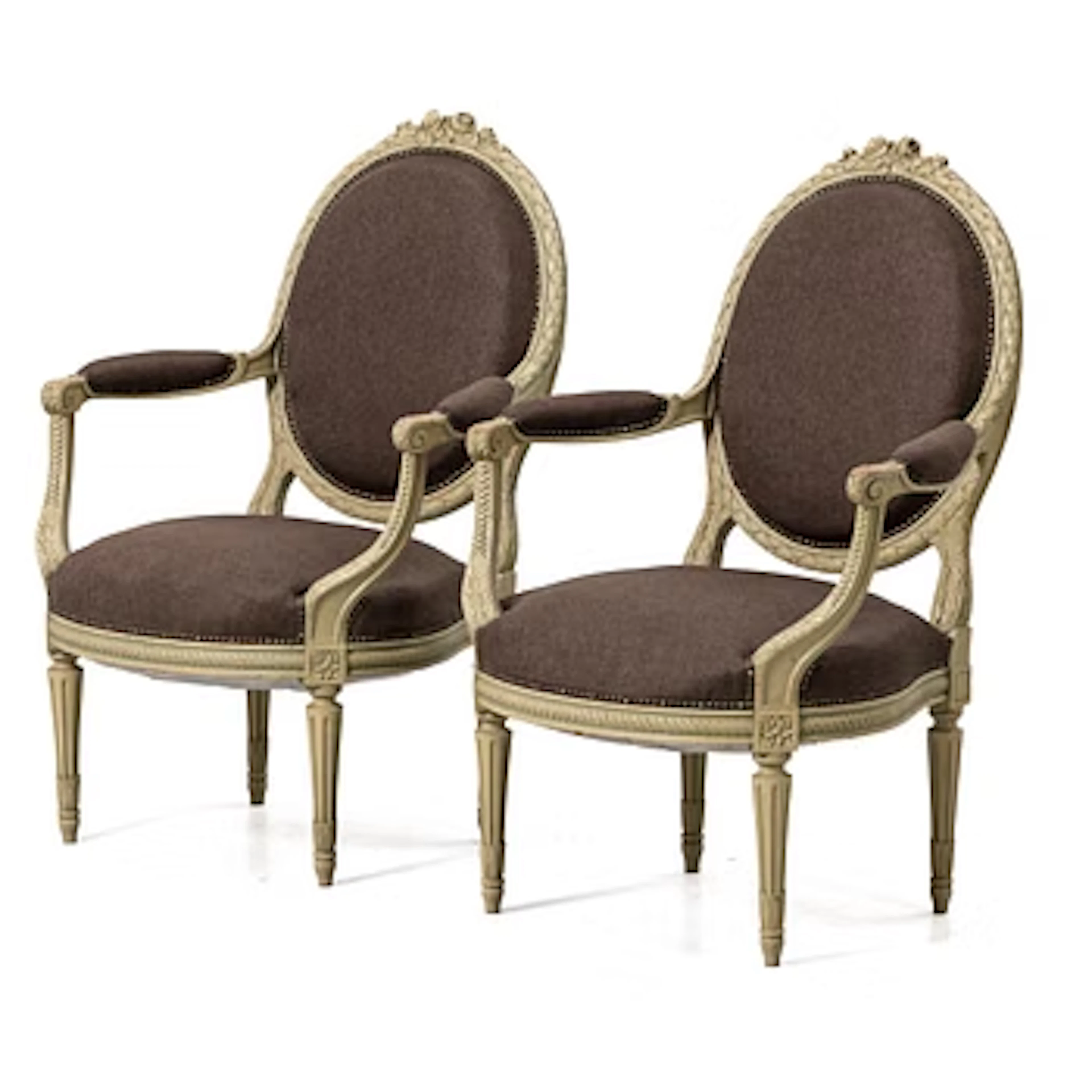 Armchairs, a pair, Louis XVI style, early 20th century.