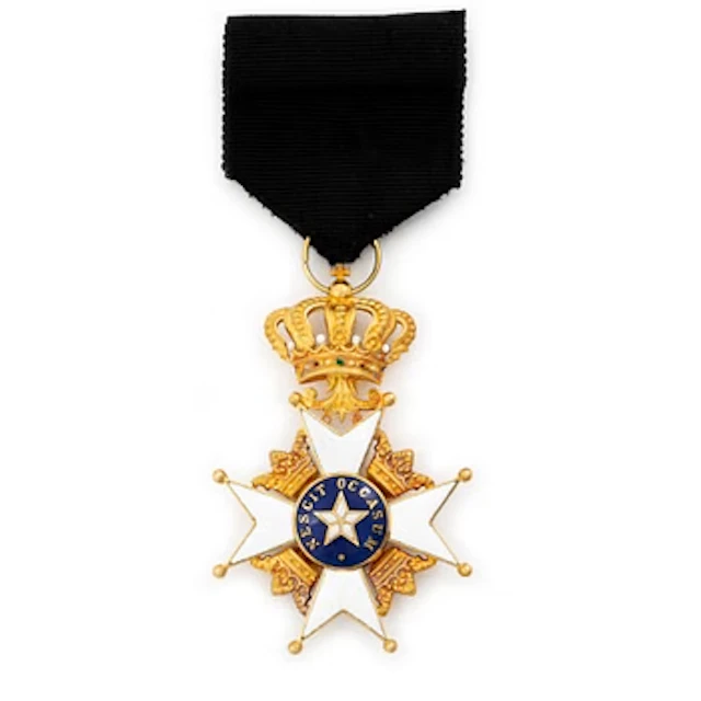Order of the North Star, Knight's cross, 18 ct gold and enamel, in