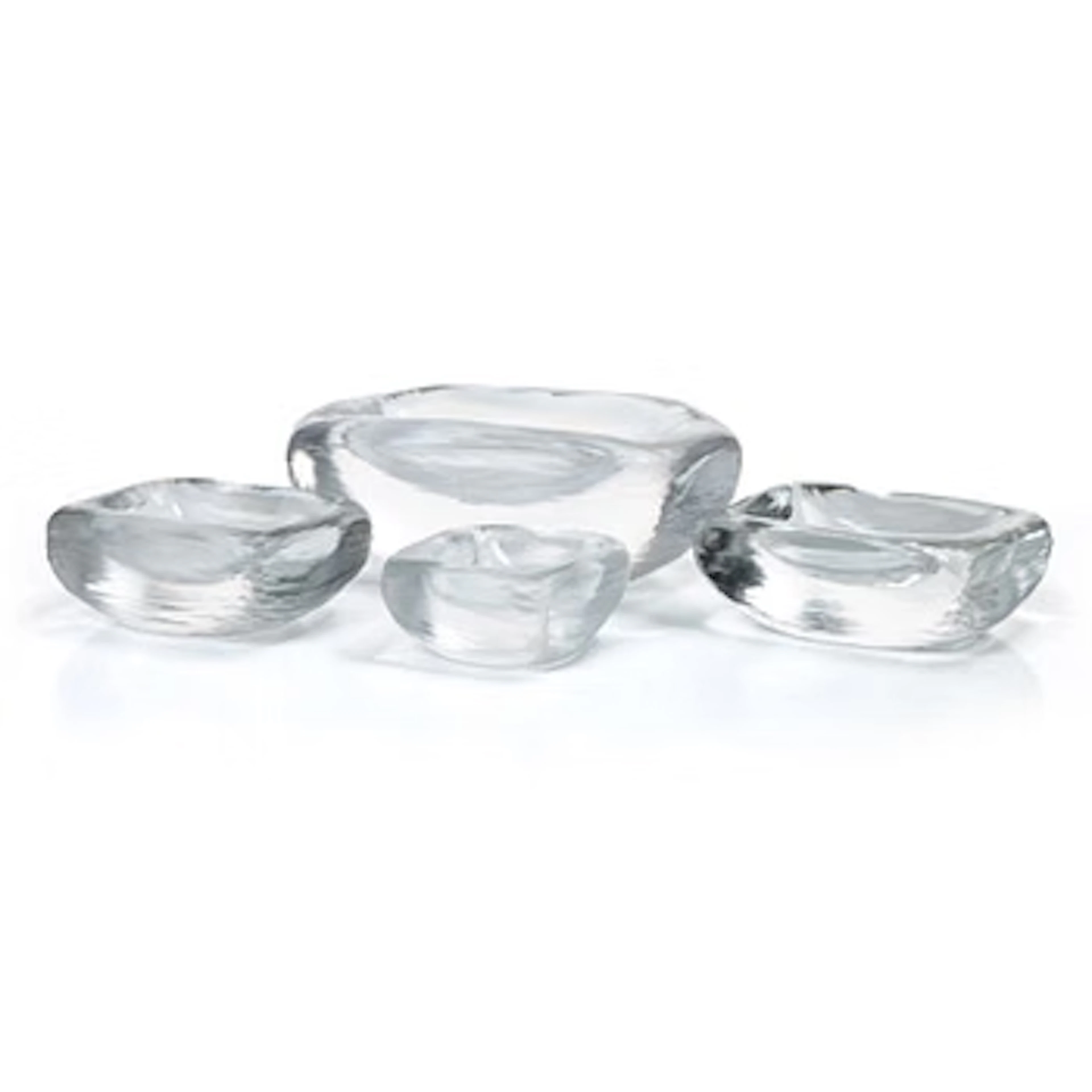 Vicke Lindstrand, Bowls, 4 pcs, glass, “Platina”, Orrefors.