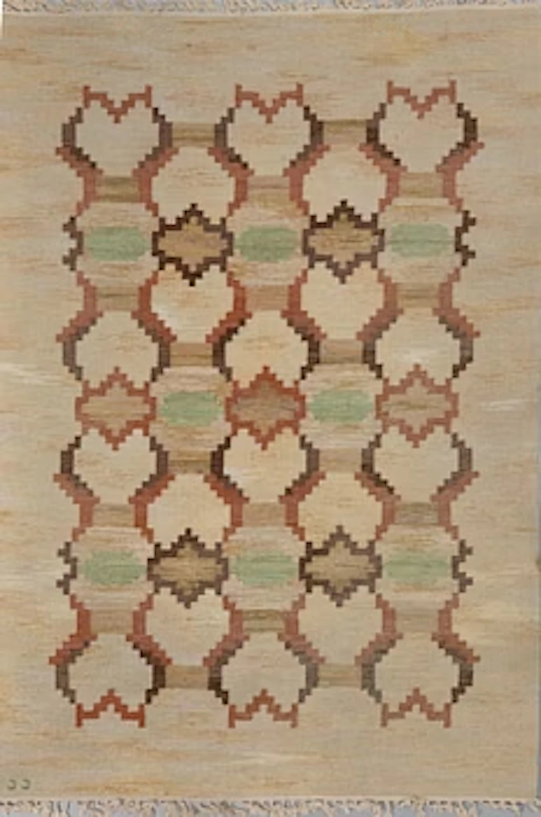Judith Johansson, a "Bästhult", flat weave, c 244 x 170 cm, signed JJ:.