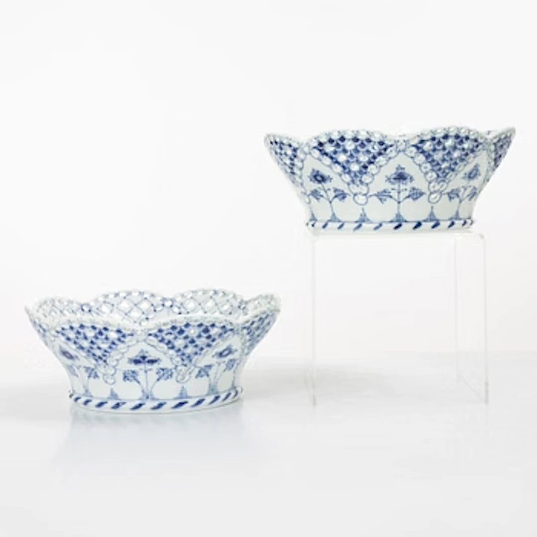 Royal Copenhagen, A pair of 'Blue Fluted Full Lace' bowls, Denmark, 1962-73.