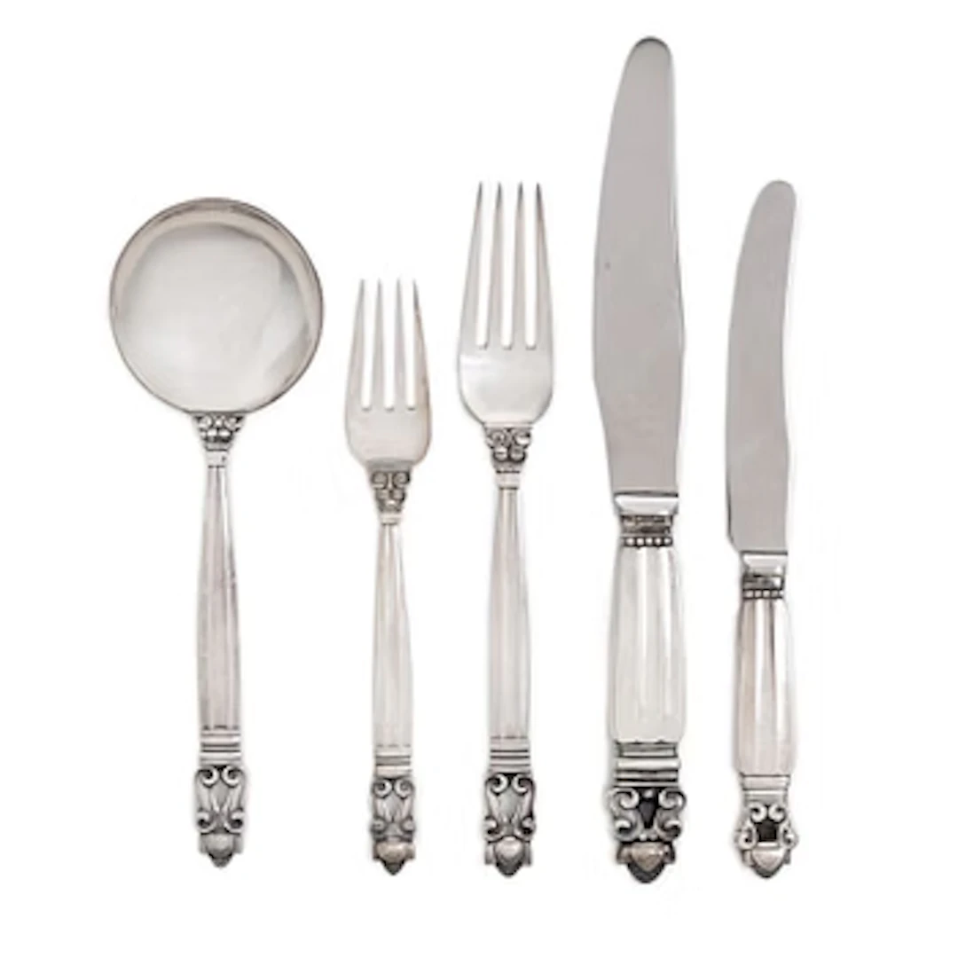 Georg Jensen, a sterling silver cutlery set, 30 pieces, model "Konge/Acorn"
